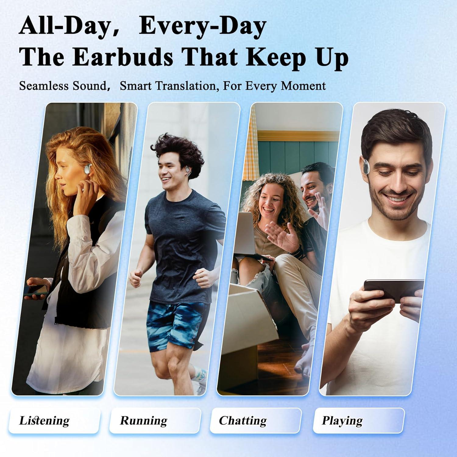 Auriculares Traductores AI OWS Inalámbricos 144 Idiomas Beige