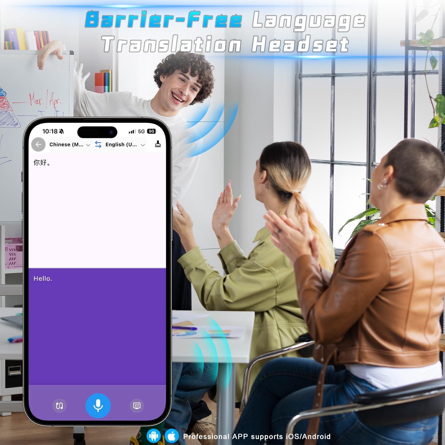 Auriculares de Traducción AI Hiacinto FY001 - 144 Idiomas, Bluetooth 5.4