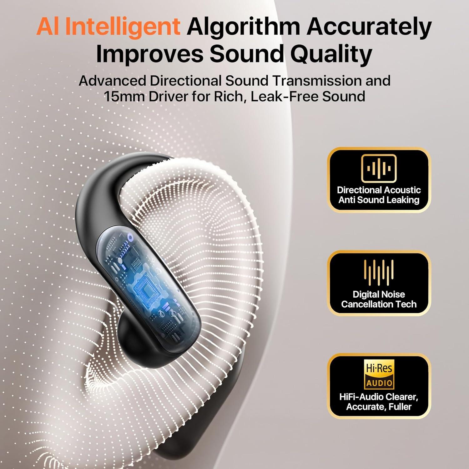 AI Translation Earbuds Real Time，144 Language & Accents Translator OWS Earbuds，Translation Device for Travel Business Learning（Black）
