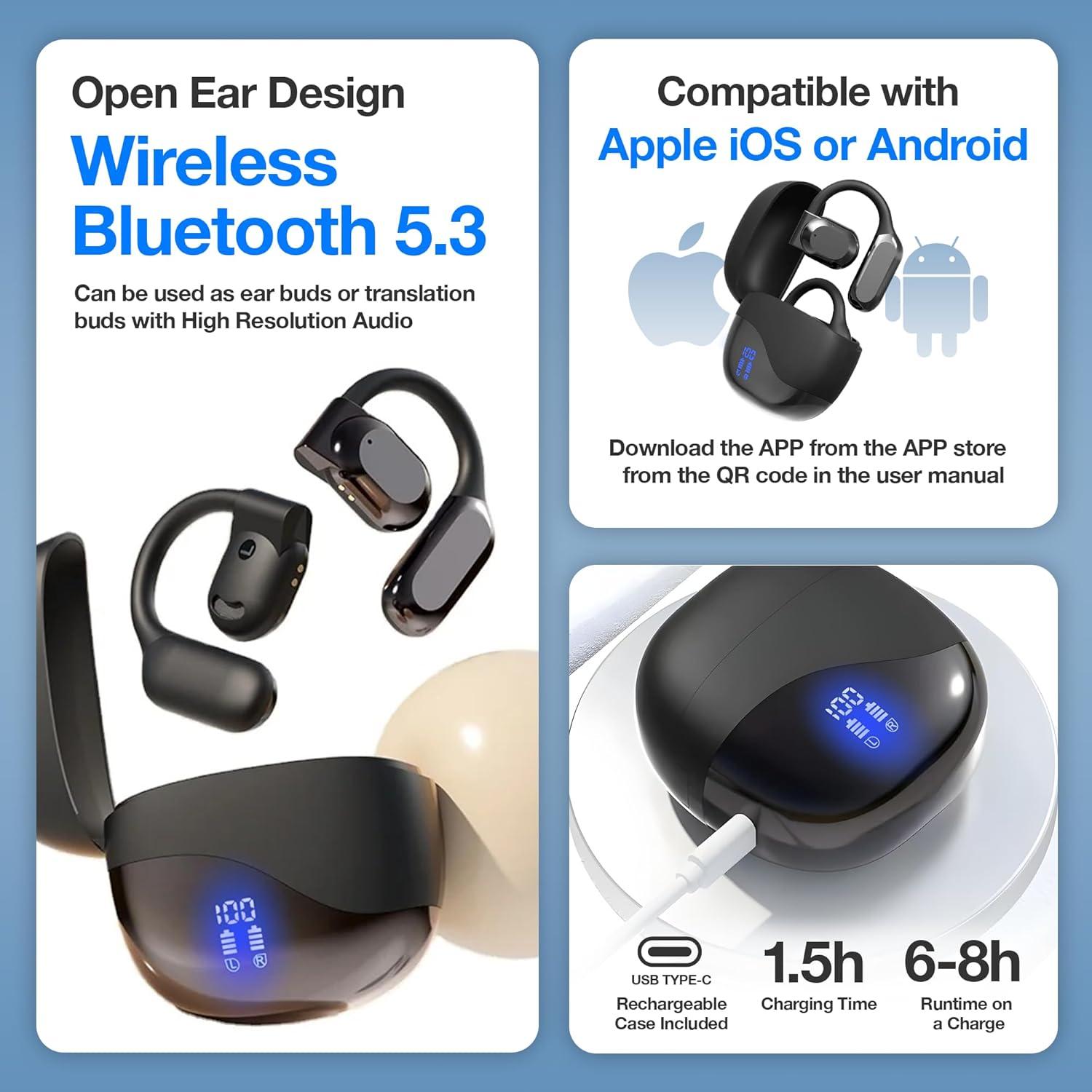Auriculares Vital Traducir Bluetooth 5.3 - Traducción 74 Idiomas