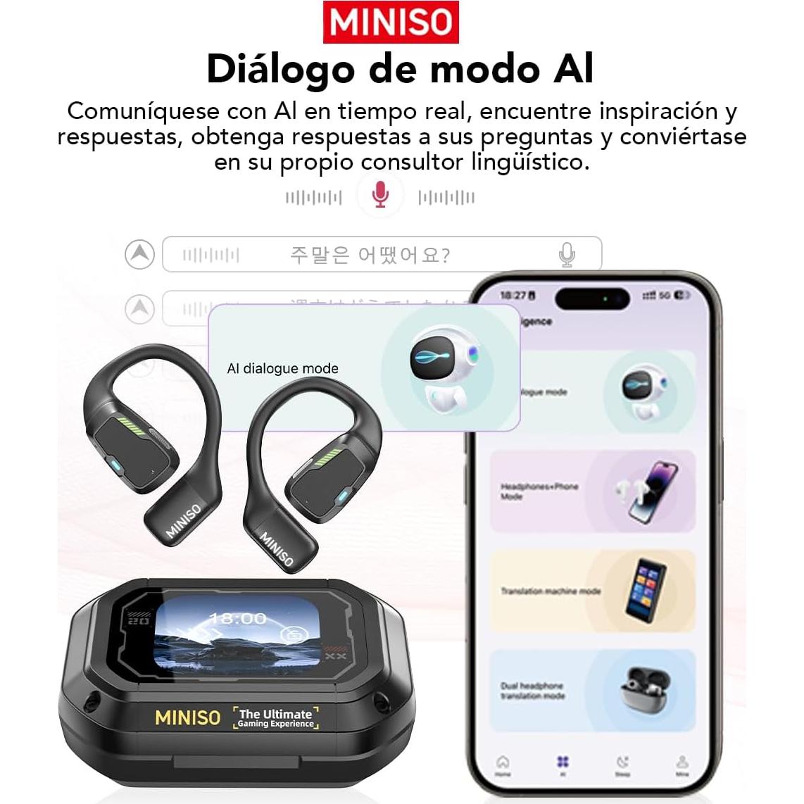 Auriculares Bluetooth MINISO M98 con Traducción AI 135 Idiomas
