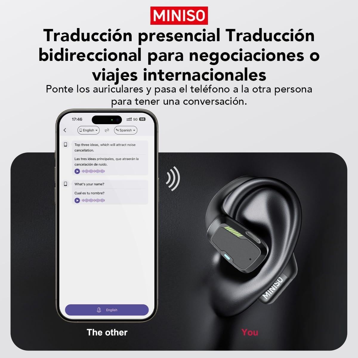 Auriculares Bluetooth MINISO M98 con Traducción AI 135 Idiomas