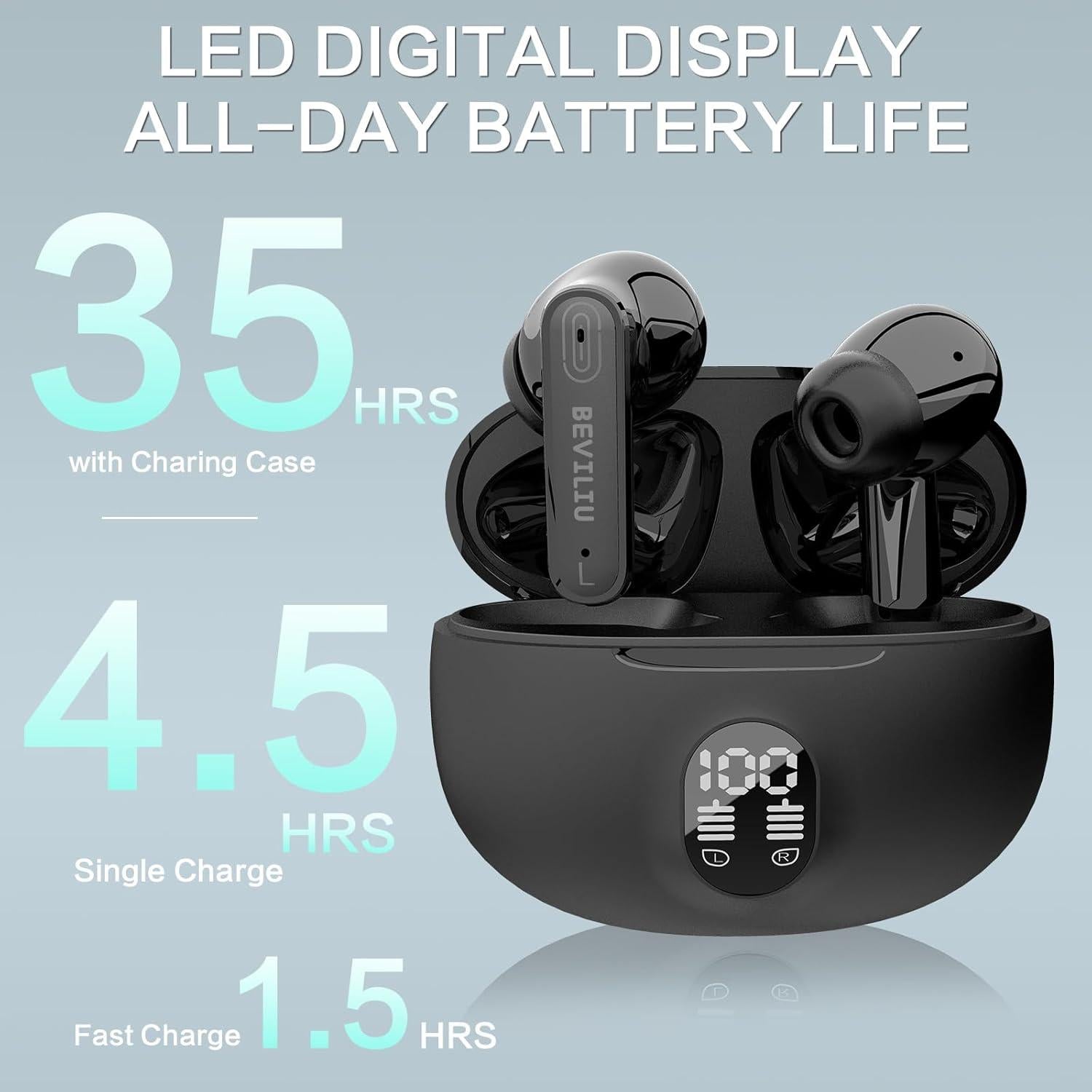 Auriculares de Traducción Beviliu Inalámbricos 3-en-1 Negro