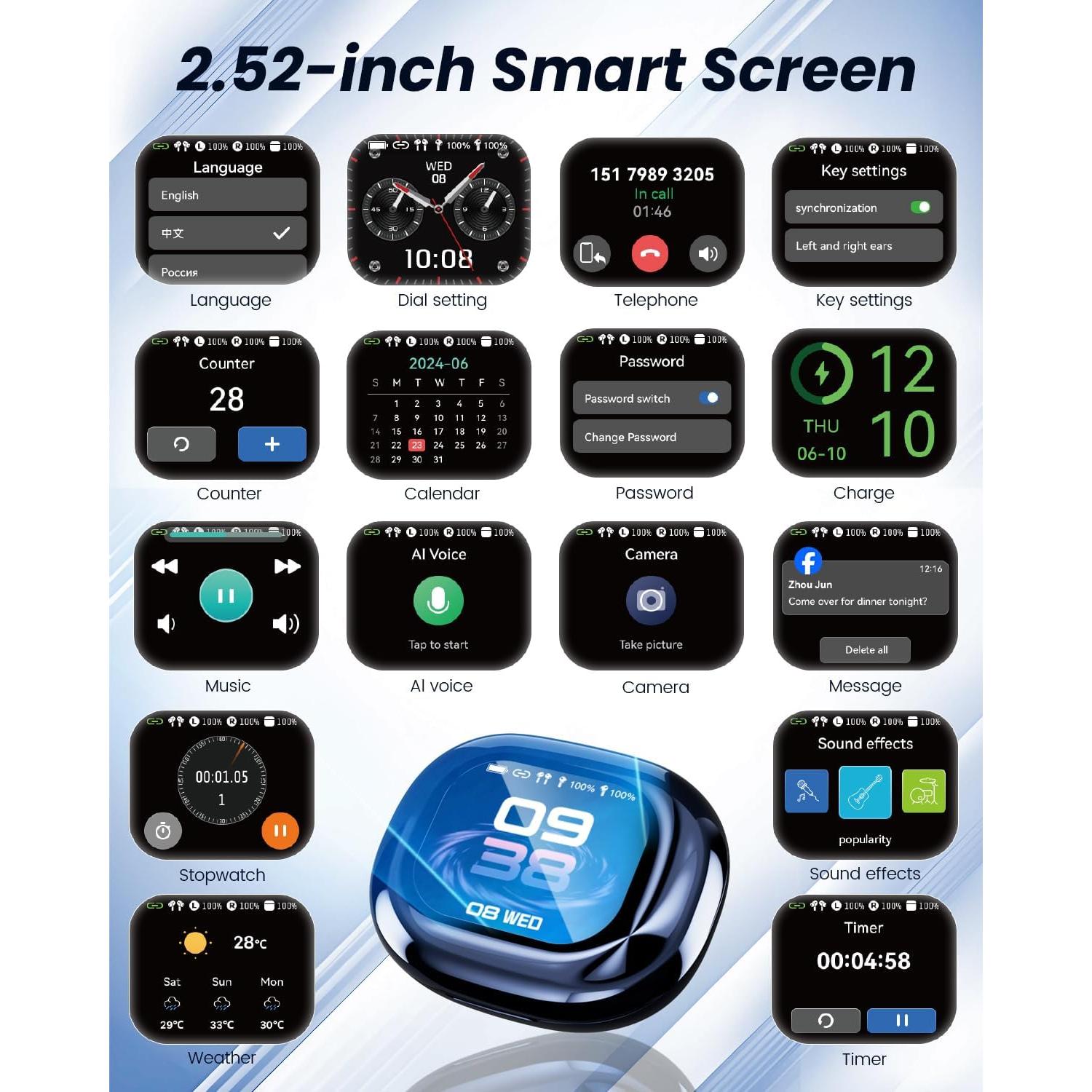 Auriculares Inalámbricos Bluetooth LACRTOPE Q16S PRO - Traducción AI 144 Idiomas