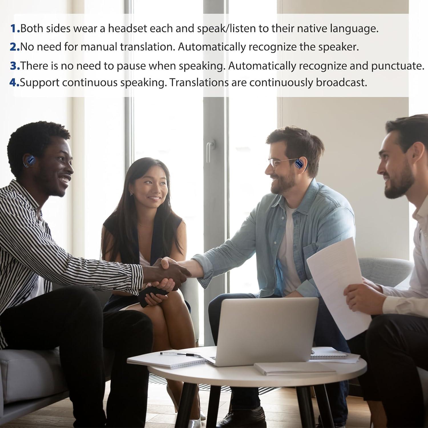 Auriculares Traductores Souljoy Bluetooth 150 Idiomas Tiempo Real