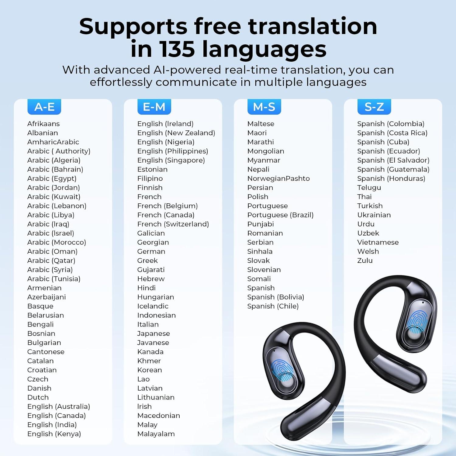 Auriculares Bluetooth MINISO MS193 Traducción AI 135 Idiomas