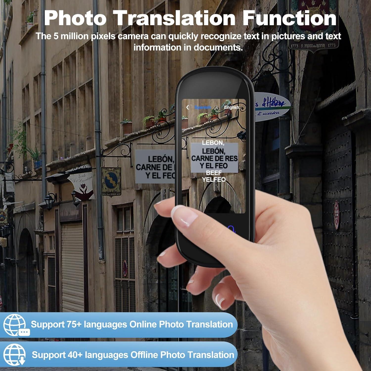 Language Translator Device, No Need APP Instant AI Translator,138+ Languages Real Time Translation, Offline Photo/Voice/Recording Pocket Translation Device for Business Learning