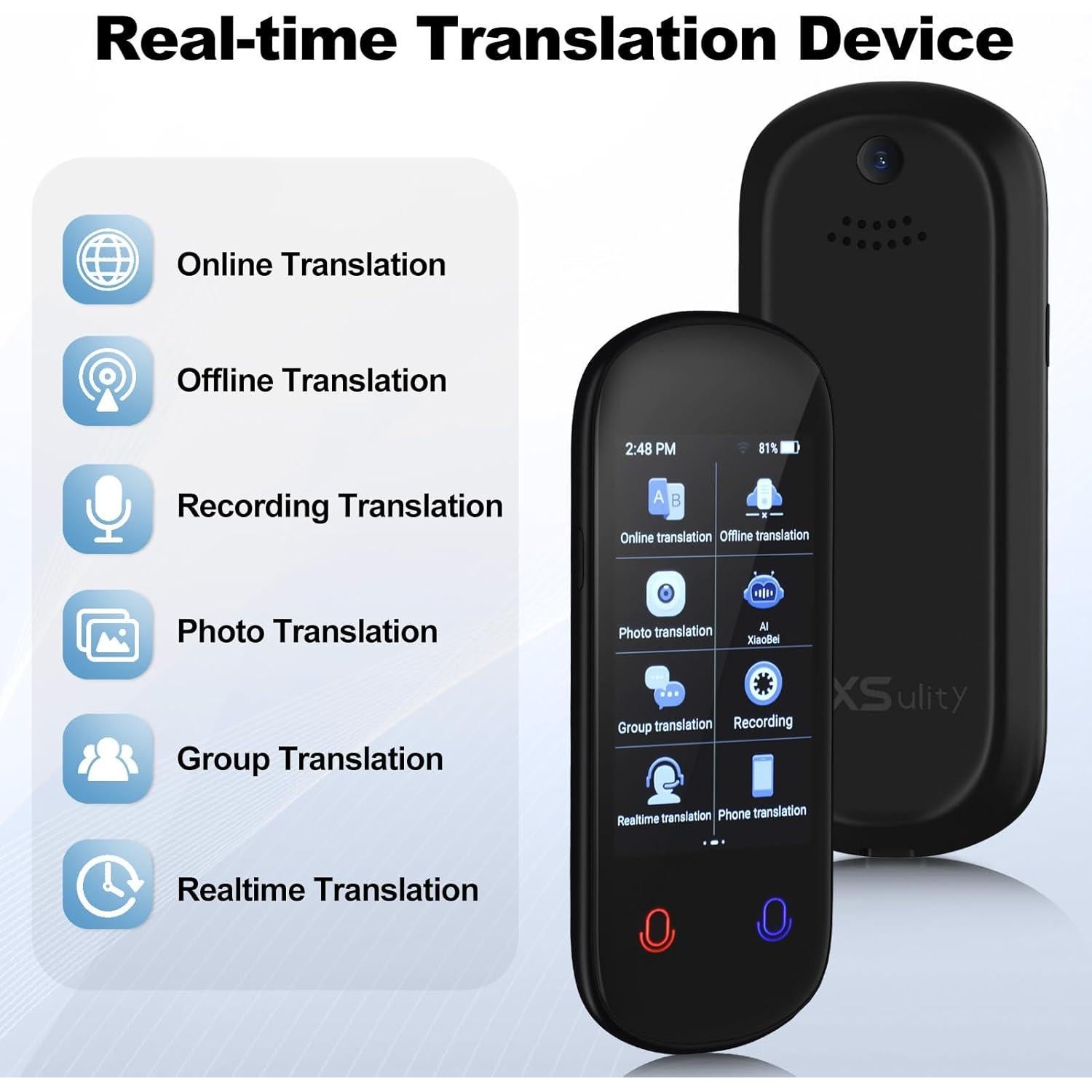 Language Translator Device, No Need APP Instant AI Translator,138+ Languages Real Time Translation, Offline Photo/Voice/Recording Pocket Translation Device for Business Learning