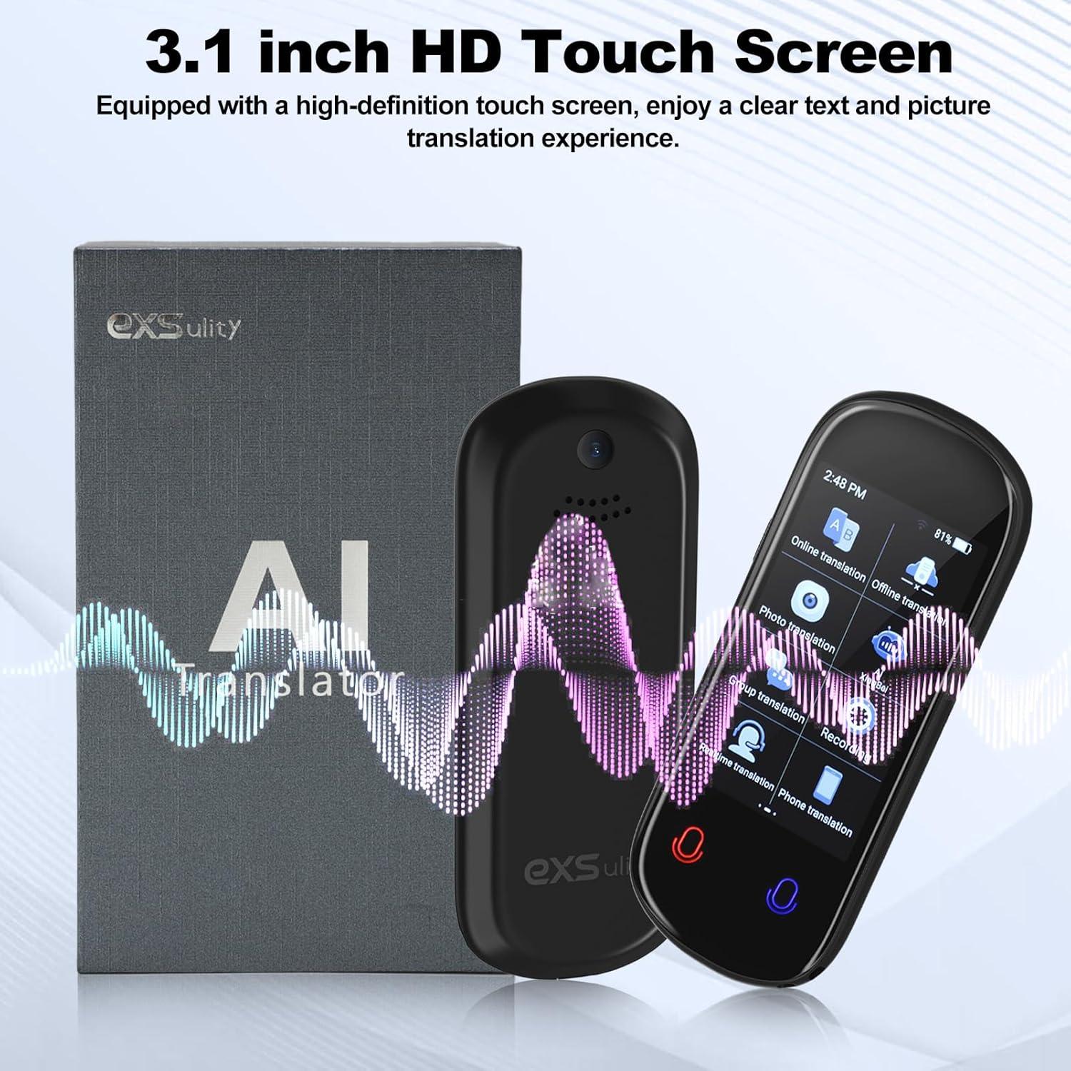 Language Translator Device, No Need APP Instant AI Translator,138+ Languages Real Time Translation, Offline Photo/Voice/Recording Pocket Translation Device for Business Learning