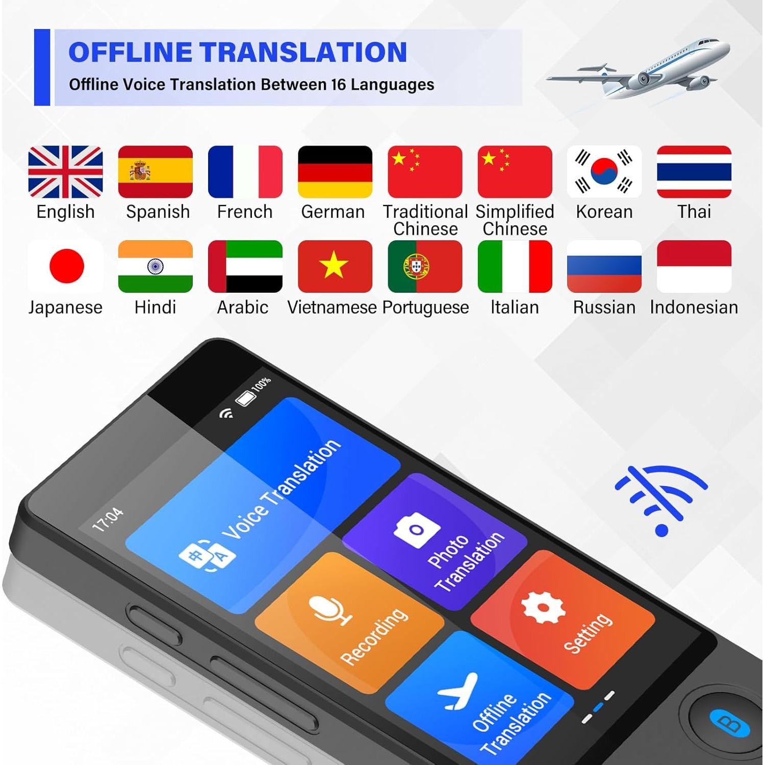 Traductor de Idiomas Portátil Rodxegu W12 - 144 Idiomas, IA, Voz