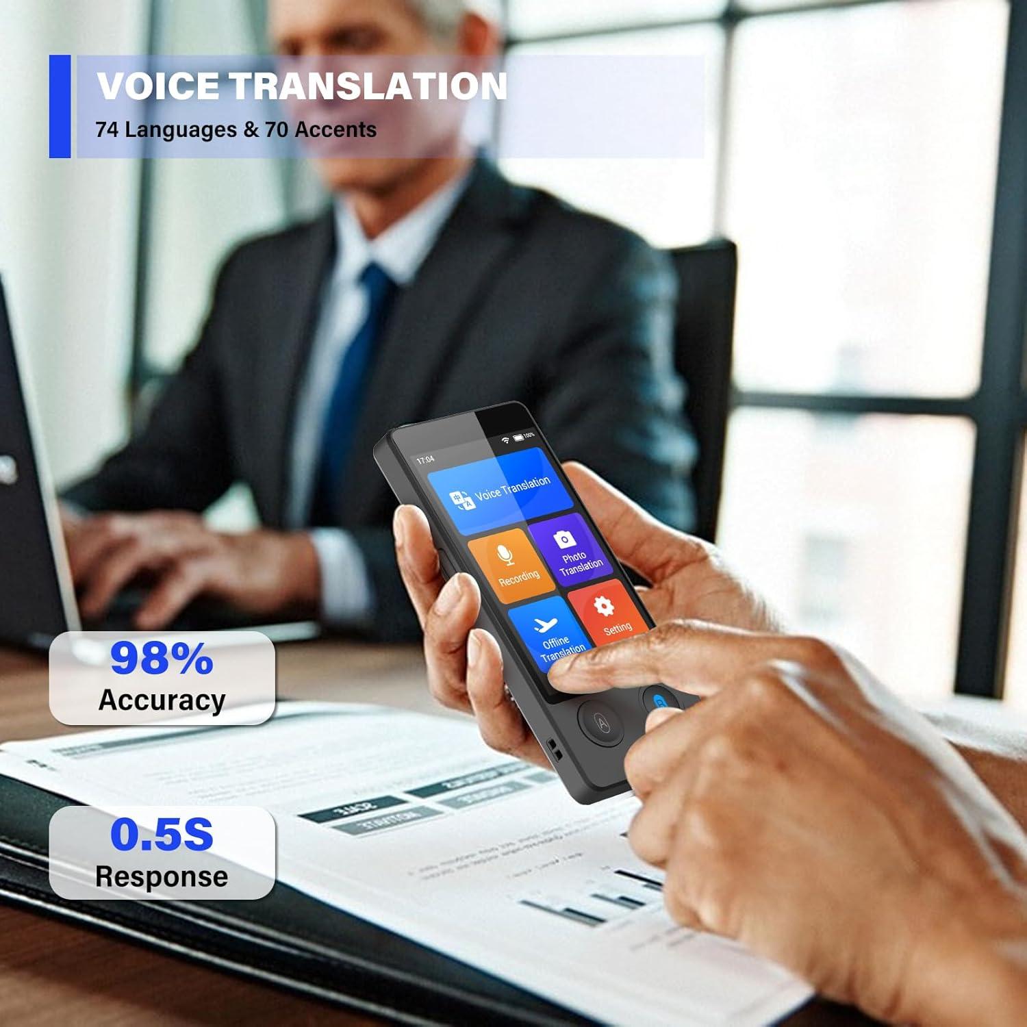 Traductor de Idiomas Portátil Rodxegu W12 - 144 Idiomas, IA, Voz