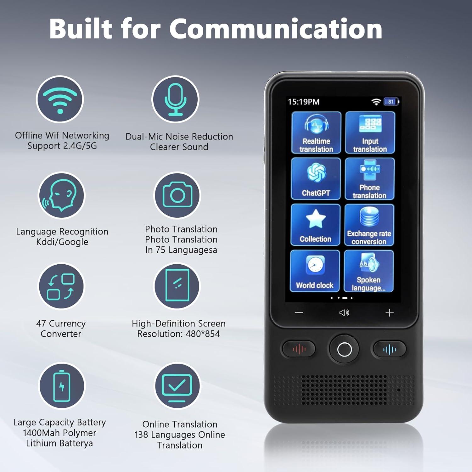 Traductor de Idiomas AI Gugxiom 138 Idiomas WiFi Offline