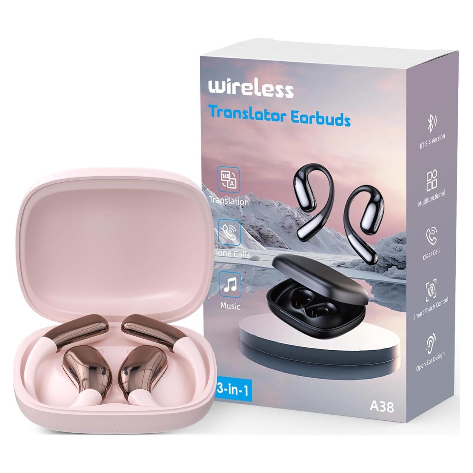 Auriculares Traductores AI Genérico A38 Rosa 144 Idiomas