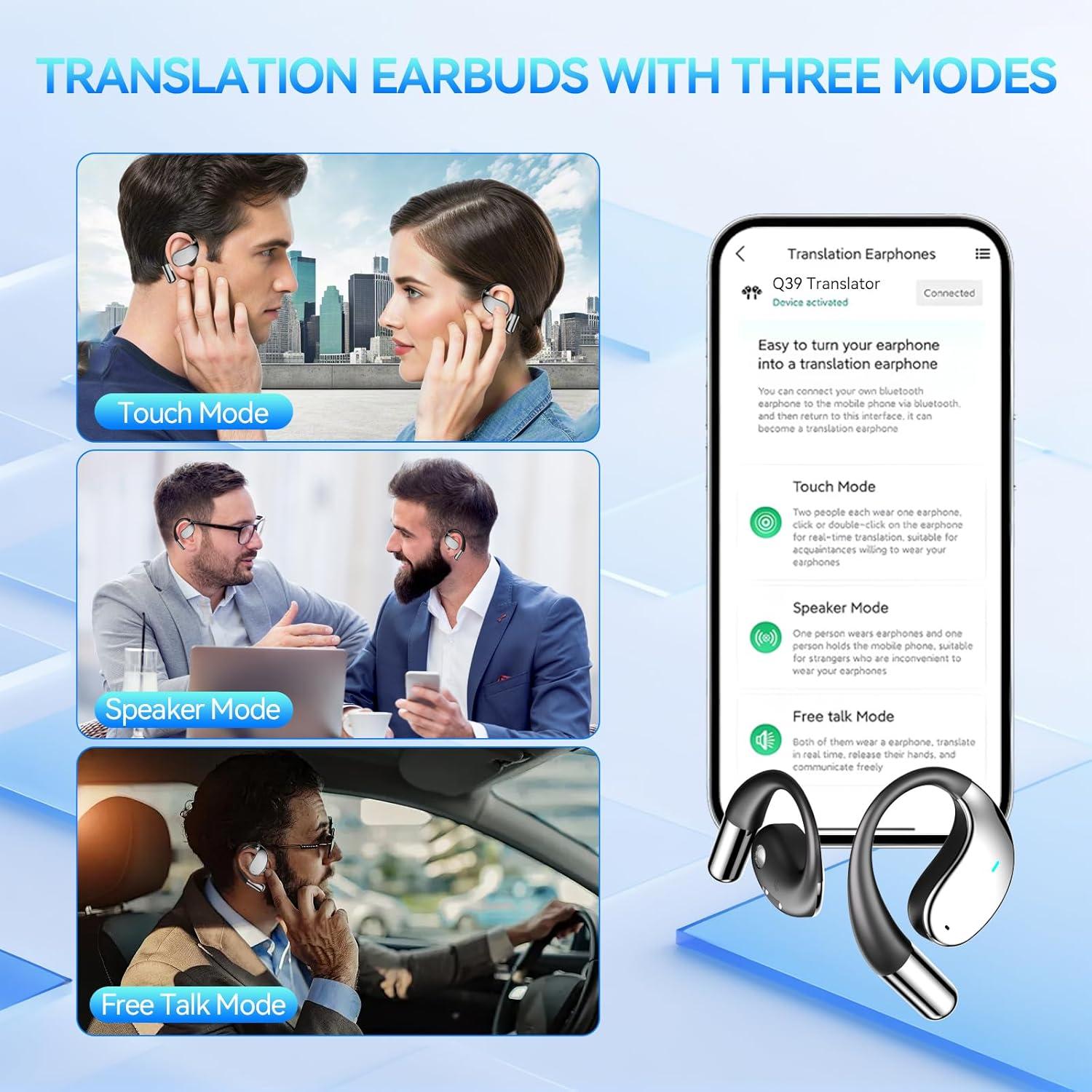 Auriculares Traductores 3-en-1 CHUNMU Negro con 150 Idiomas