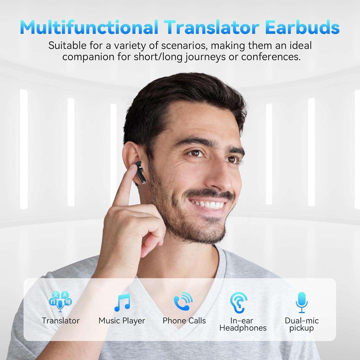 Auriculares Traductores Neyes 3-en-1 Bluetooth Negro