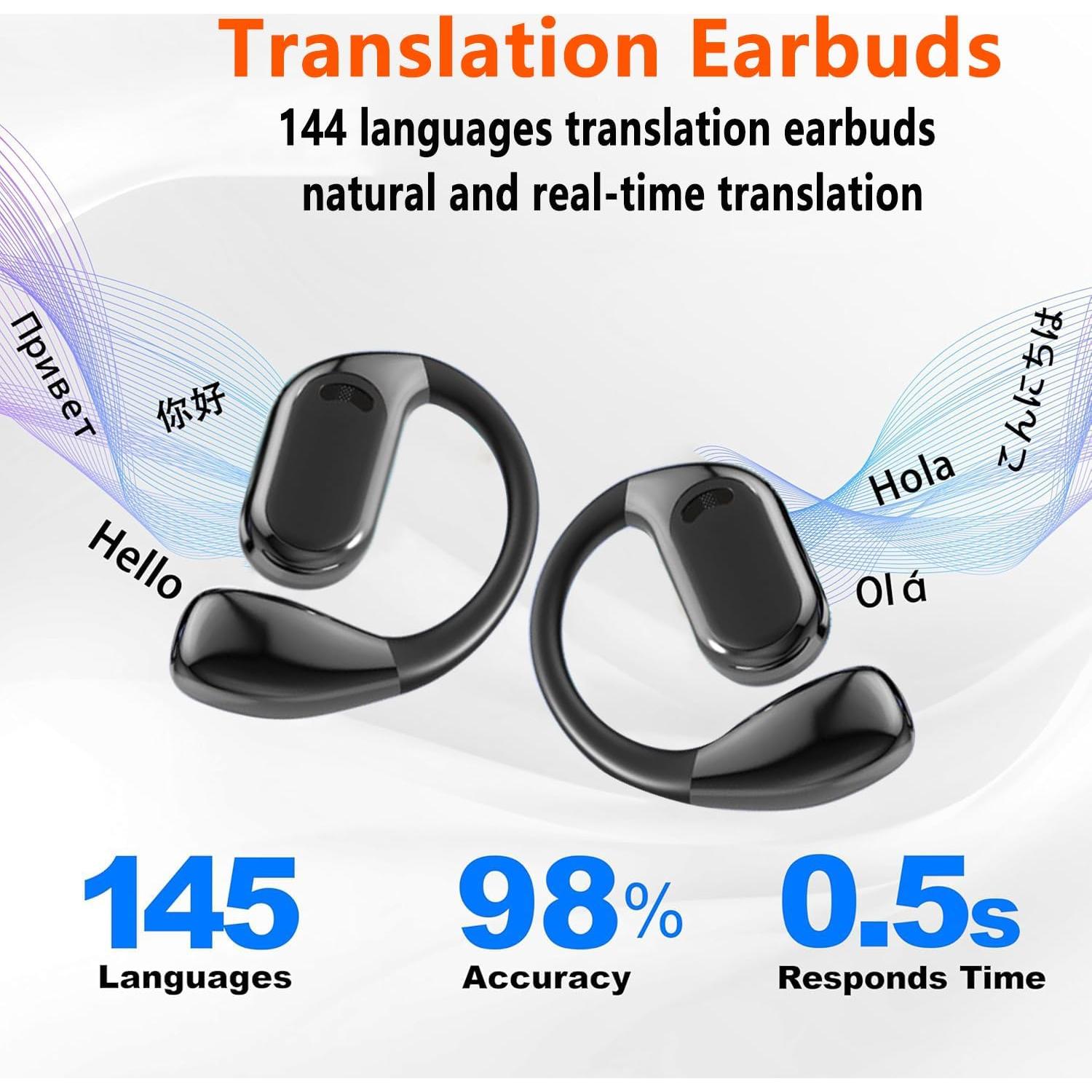 AI Language Translator Earbuds,Translation Headphones Real Time with APP for iPhone & Android,144-Language Bluetooth Ear Buds Translating Device,Wireless Translator Headset,Gold