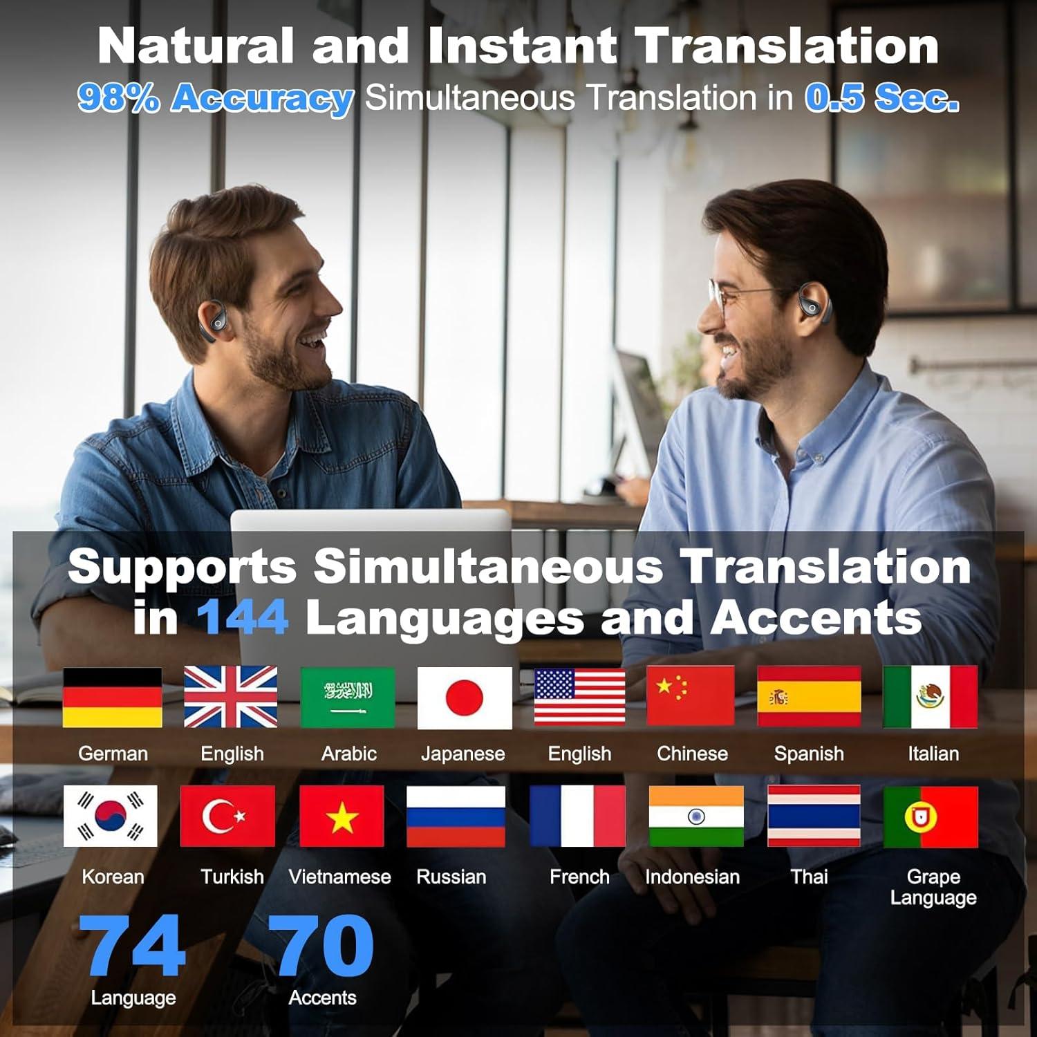 Auriculares Traductores AI Mrryiio M95 3 en 1 Negro