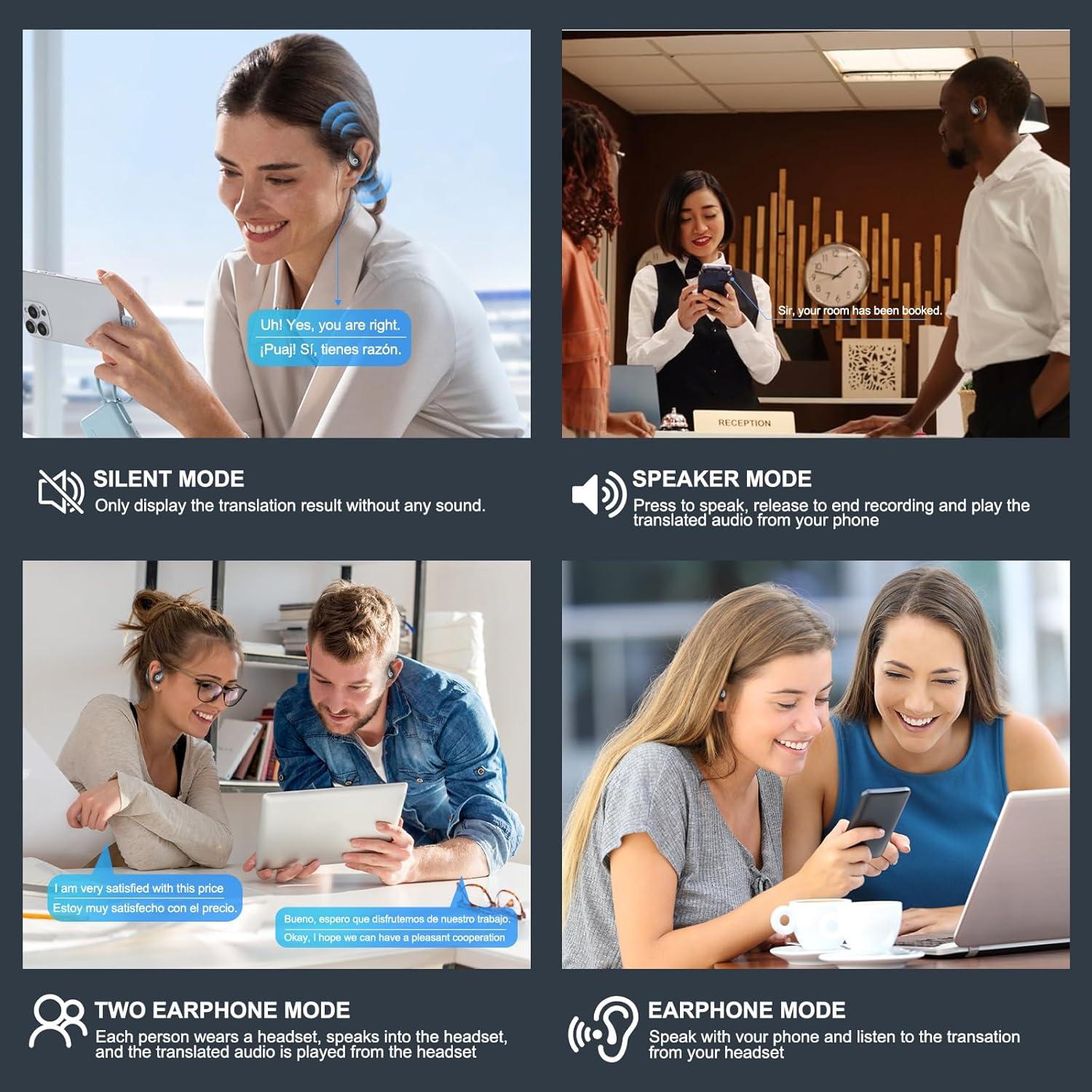 Auriculares Traductores AI Mrryiio M95 3 en 1 Negro