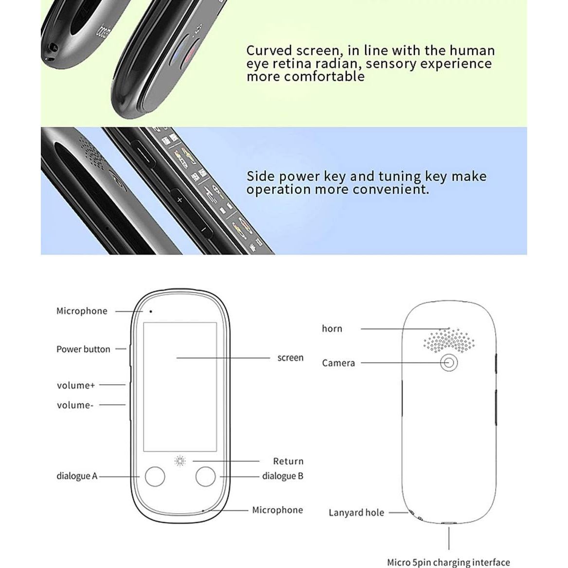 Traductor de Idiomas Inteligente ZHANQUAND 75 Idiomas 2.4" HD