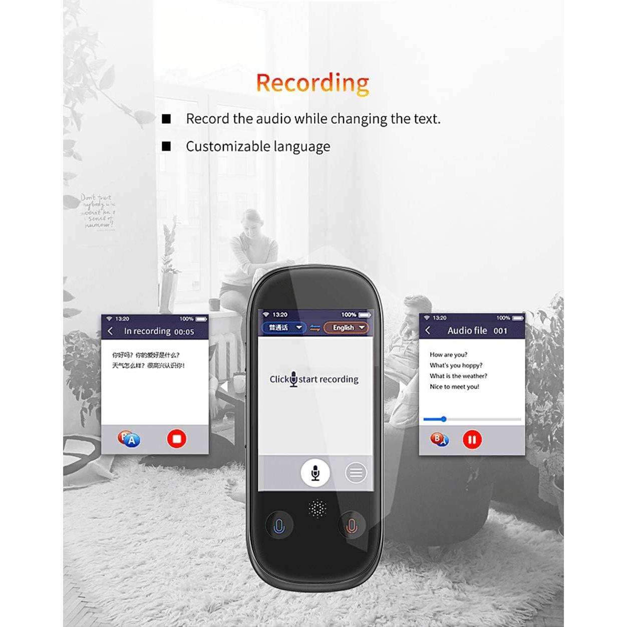 Traductor de Idiomas Inteligente ZHANQUAND 75 Idiomas 2.4" HD