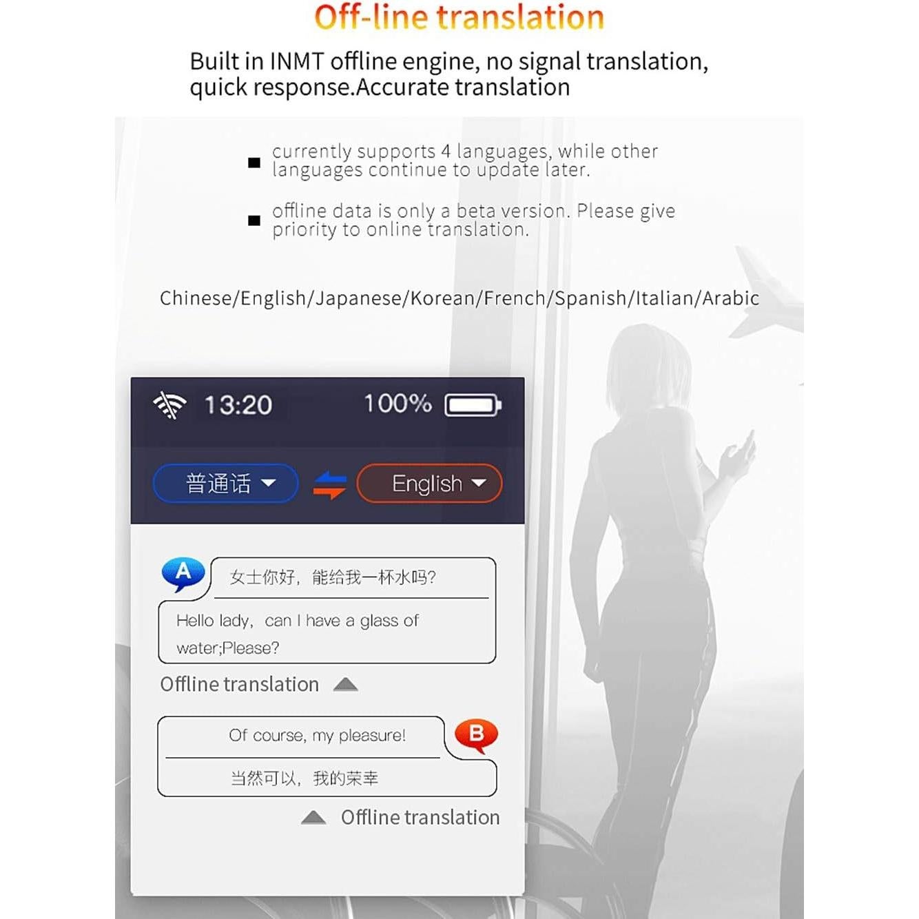 Traductor de Idiomas Inteligente ZHANQUAND 75 Idiomas 2.4" HD