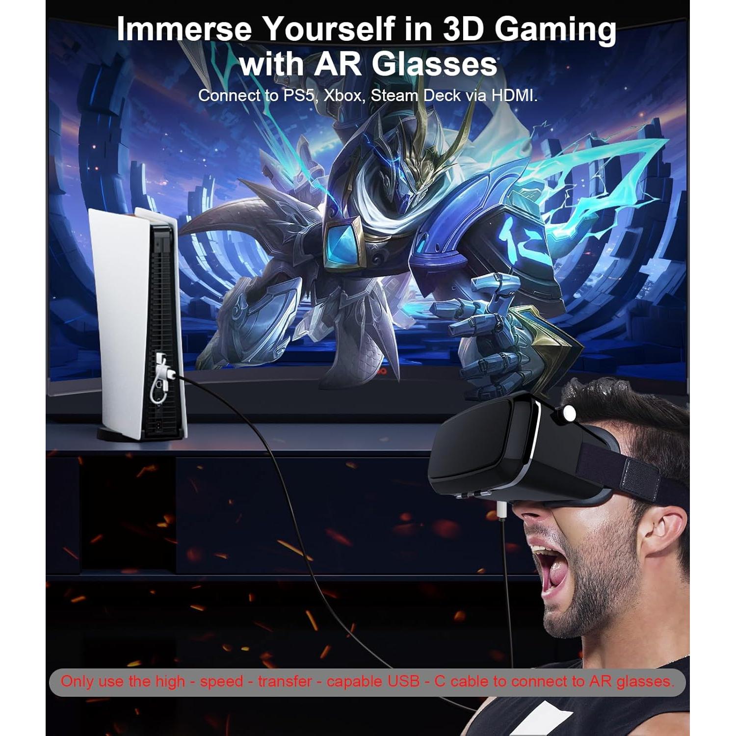 HDMI to USB C Adapter 4K 60Hz | Uni-Directional HDMI Source to USB-C Display Adapter for AR Glasses XREAL One、Air 2 Pro/VITURE Pro/RayNeo Air 2s/Rokid,PS5,Portable Monitors - 1 Pack