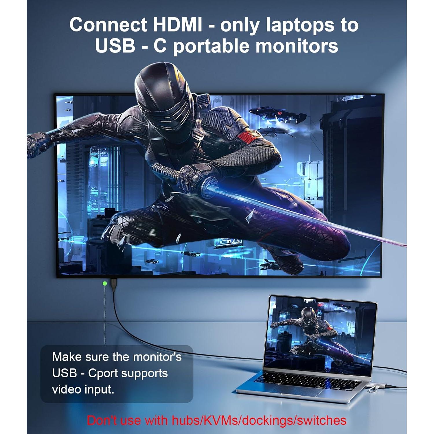 HDMI to USB C Adapter 4K 60Hz | Uni-Directional HDMI Source to USB-C Display Adapter for AR Glasses XREAL One、Air 2 Pro/VITURE Pro/RayNeo Air 2s/Rokid,PS5,Portable Monitors - 1 Pack