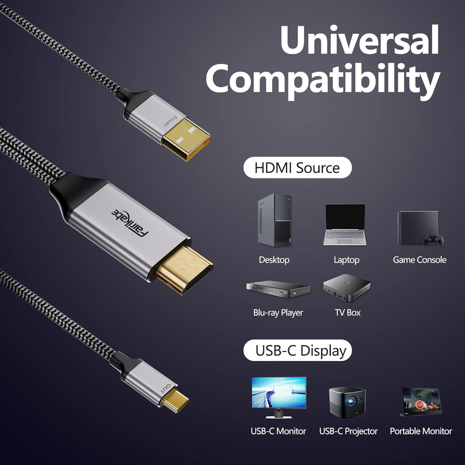 Cable HDMI a USB C Fairikabe 2m 4K 60Hz para Monitores