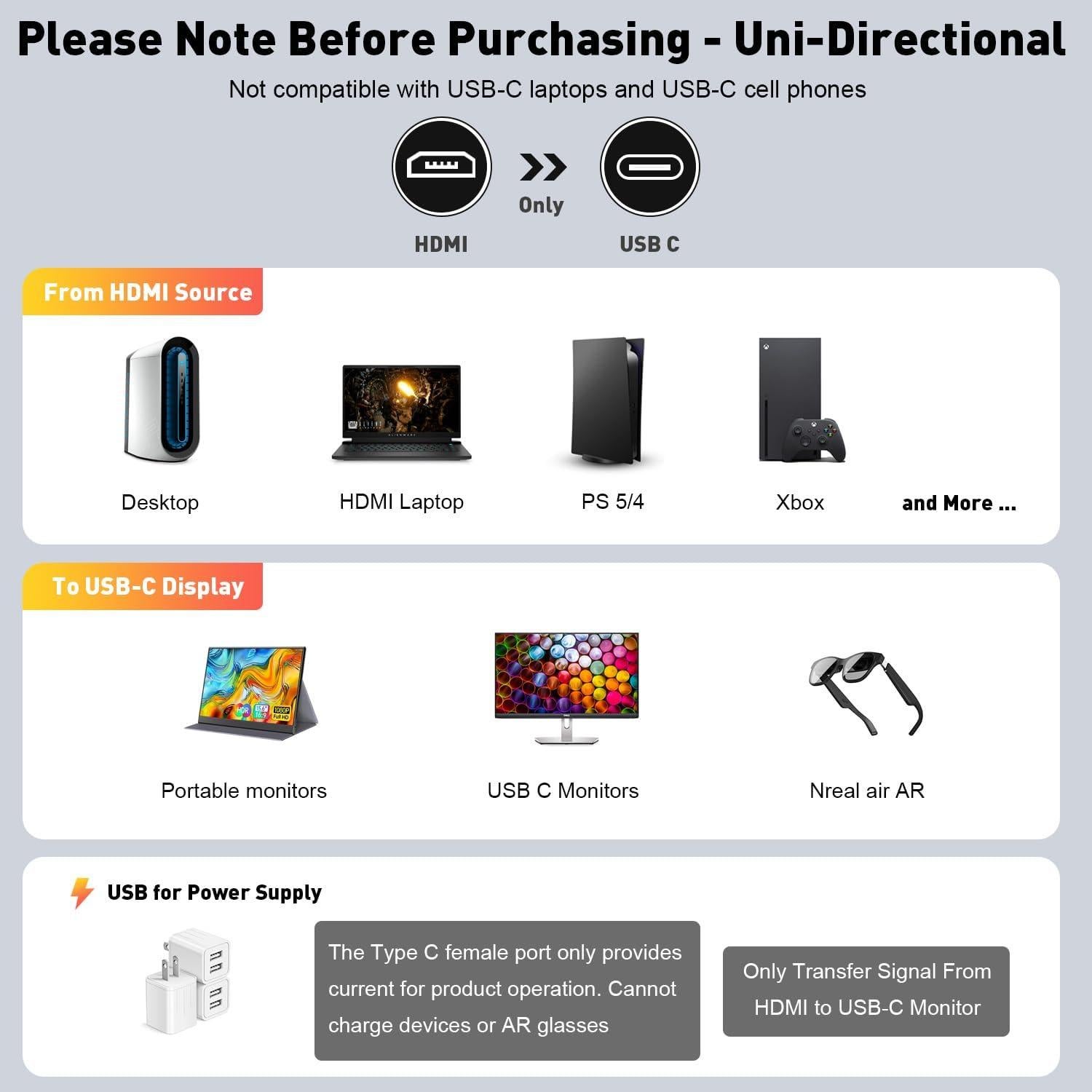 Adaptador HDMI a USB C UANTIN 4K 60Hz Macho a Hembra