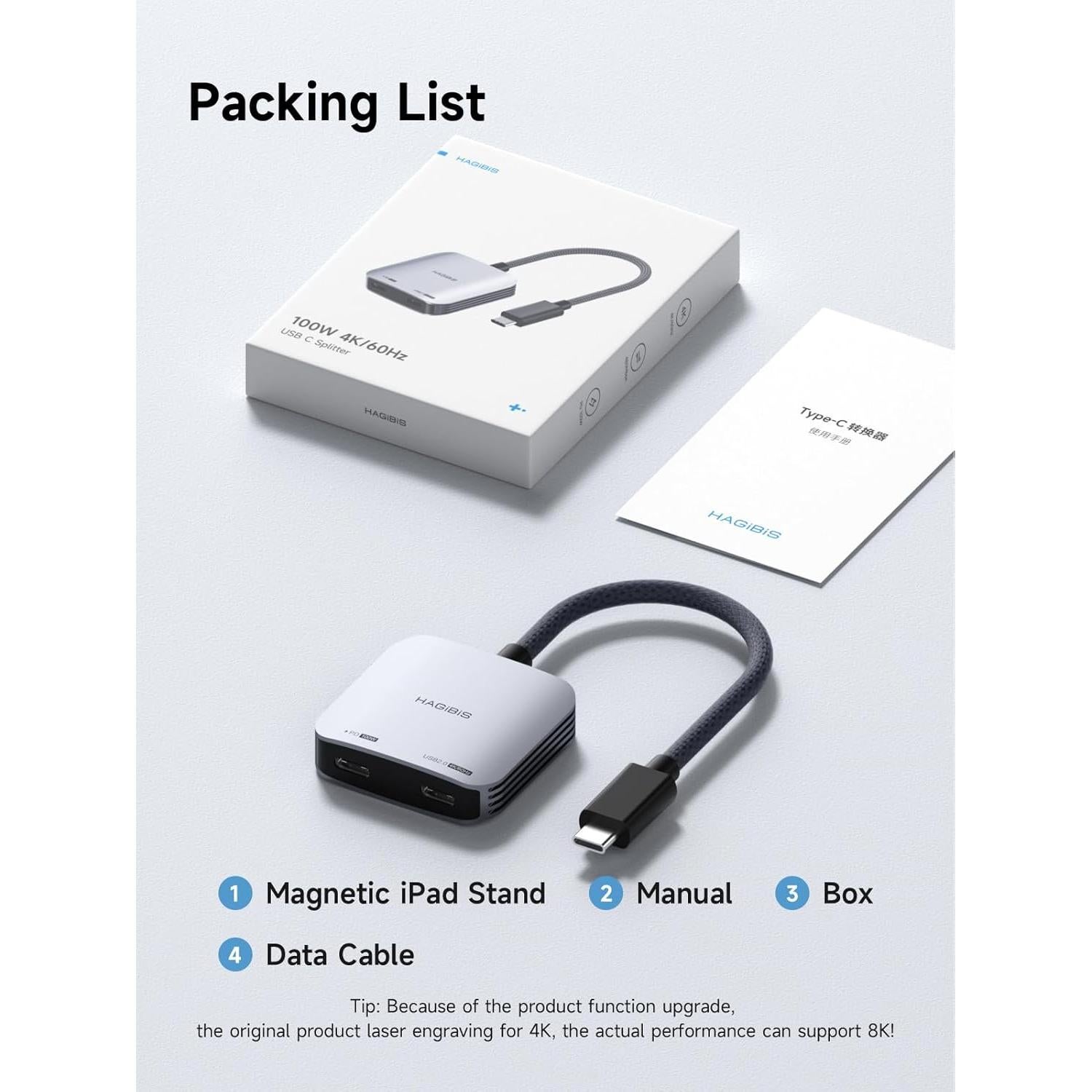 Adaptador USB-C a Gafas AR Hagibis 8K 100W Carga Rápida