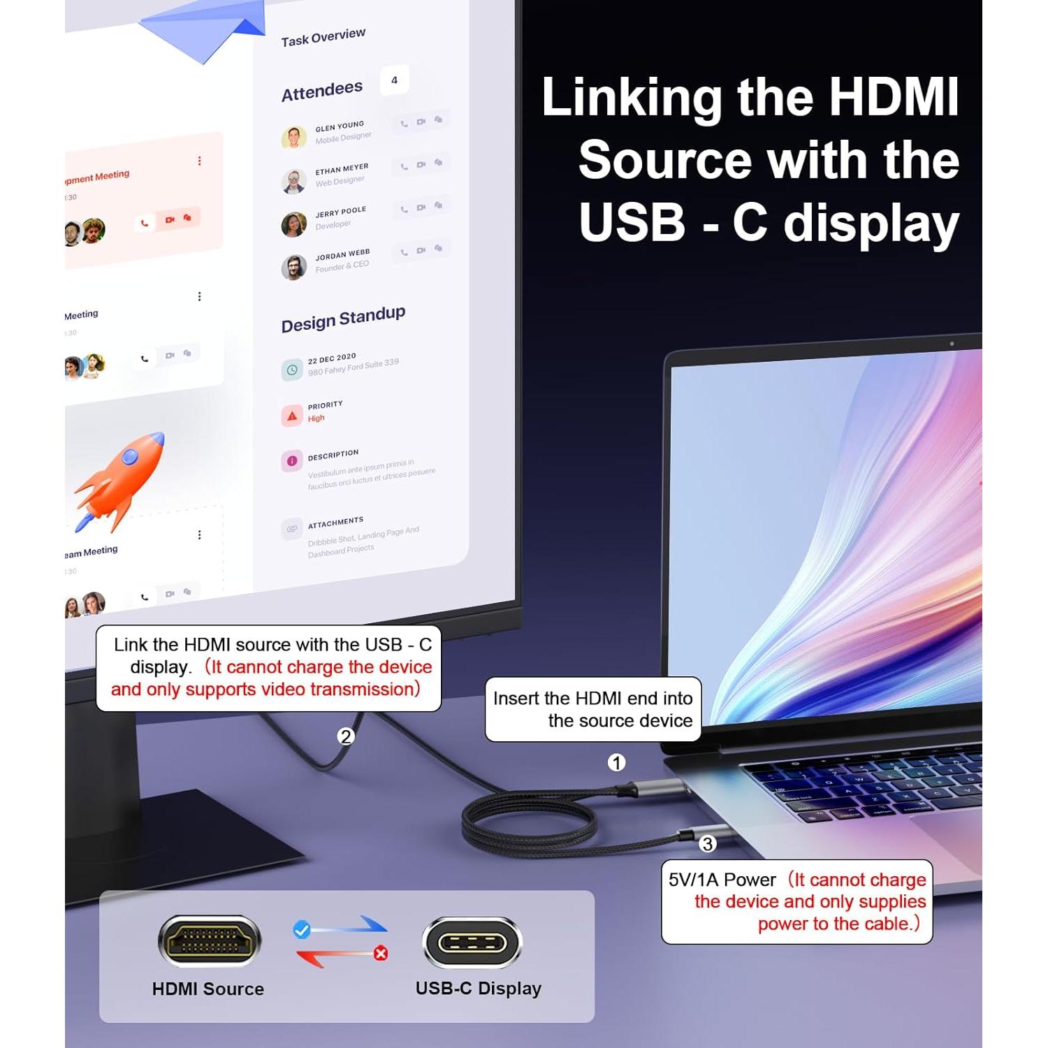 Adaptador HDMI a USB C Reborn 3.05m 4K@60Hz
