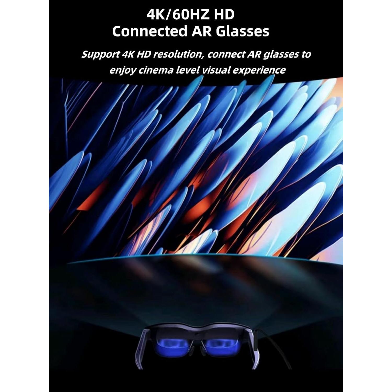 HDMI to USB C Adapter 4K@60Hz, AR Glasses Compatible with XREAL/VITURE/RayNeo/Rokid PD Port, Plug & Play HDMI to Type C Adapter Portable Monitor from PS4,PS5,Xbox,Switch,Laptop,PC