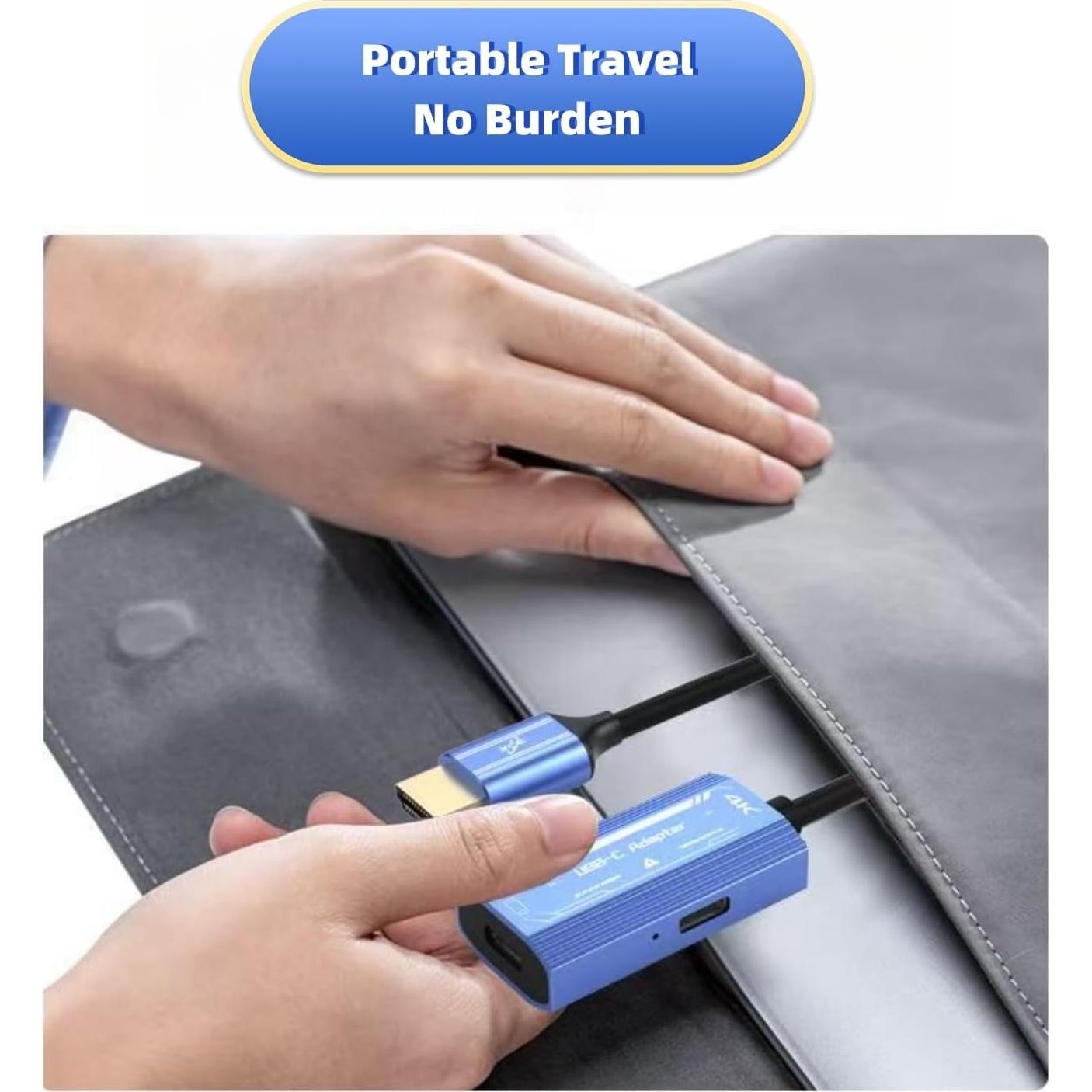 HDMI to USB C Adapter 4K@60Hz, AR Glasses Compatible with XREAL/VITURE/RayNeo/Rokid PD Port, Plug & Play HDMI to Type C Adapter Portable Monitor from PS4,PS5,Xbox,Switch,Laptop,PC