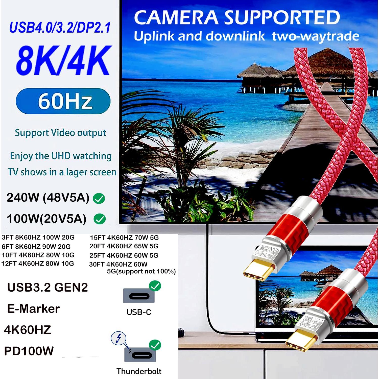 USB C to C Cable 25FT,100W 4K60HZ Type C GEN2x2(Data usb3.1),USB C Video Output From USB3.2/ USB4.0 Fast Charging & Sync for Xreal MacBook Pro iPad Pro iPhone 15 Pro Galaxy S22 Portable Monitor