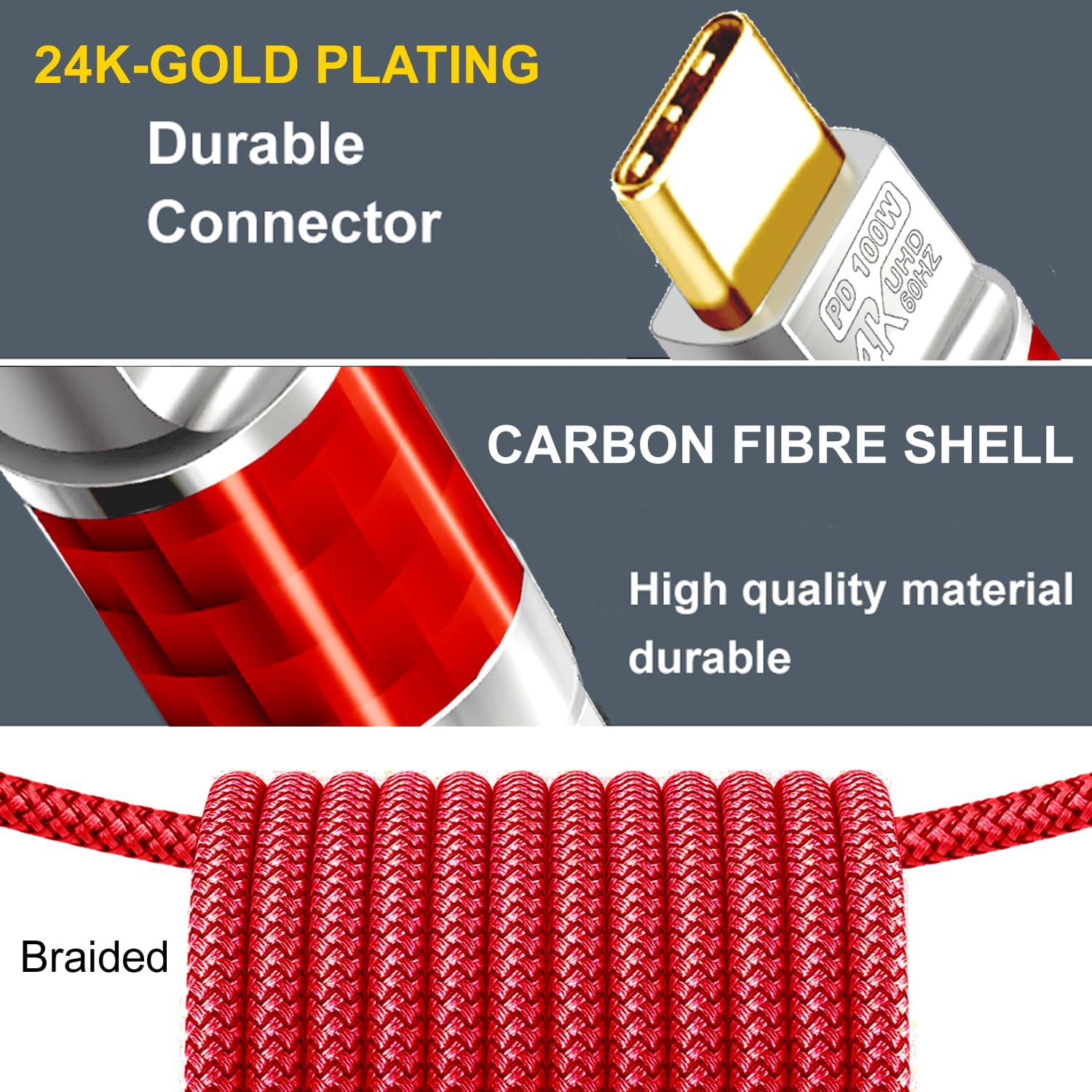 USB C to C Cable 25FT,100W 4K60HZ Type C GEN2x2(Data usb3.1),USB C Video Output From USB3.2/ USB4.0 Fast Charging & Sync for Xreal MacBook Pro iPad Pro iPhone 15 Pro Galaxy S22 Portable Monitor