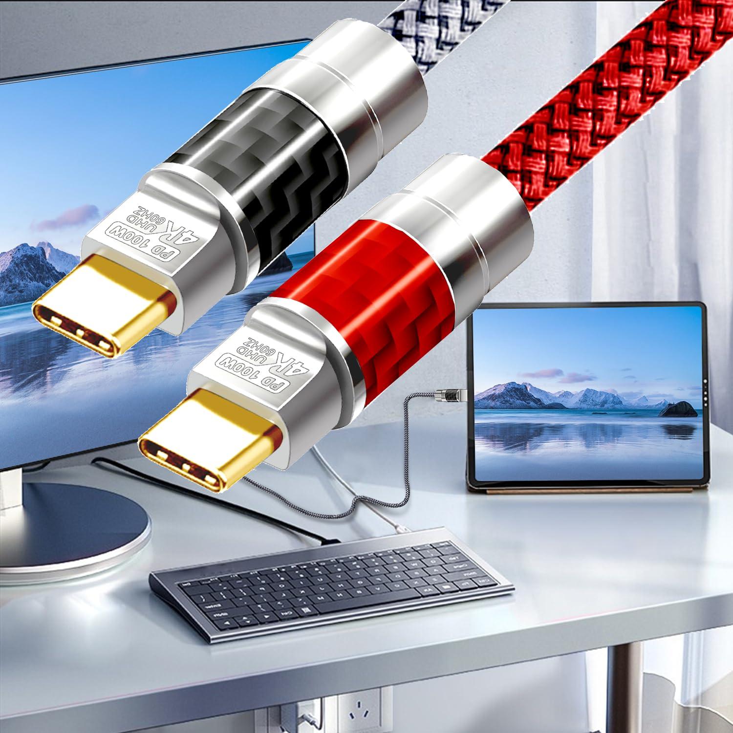 USB C to C Cable 25FT,100W 4K60HZ Type C GEN2x2(Data usb3.1),USB C Video Output From USB3.2/ USB4.0 Fast Charging & Sync for Xreal MacBook Pro iPad Pro iPhone 15 Pro Galaxy S22 Portable Monitor