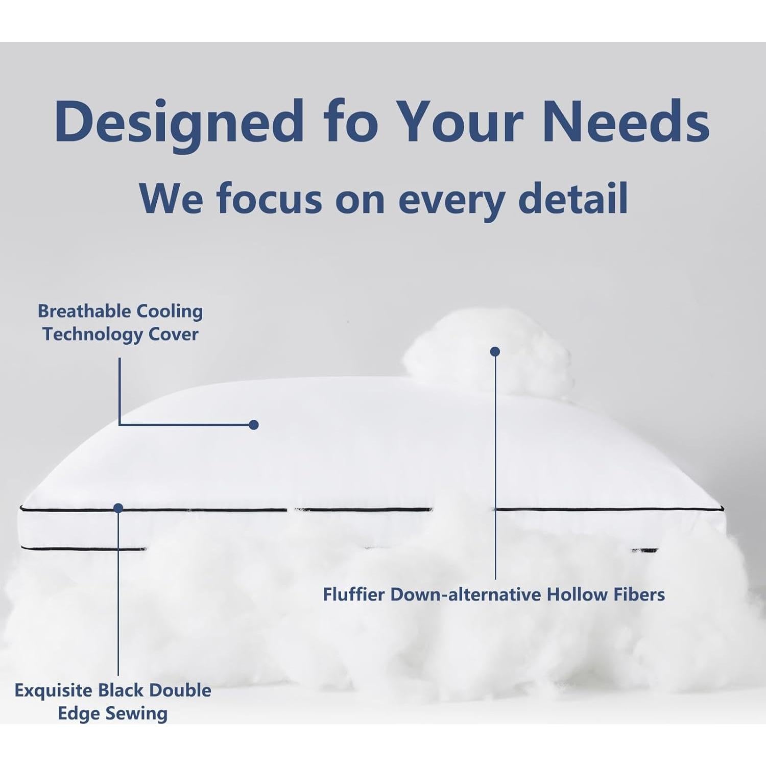 Juego de 2 Almohadas CozyLux Queen Microfibra Suave 45.7x71.1cm