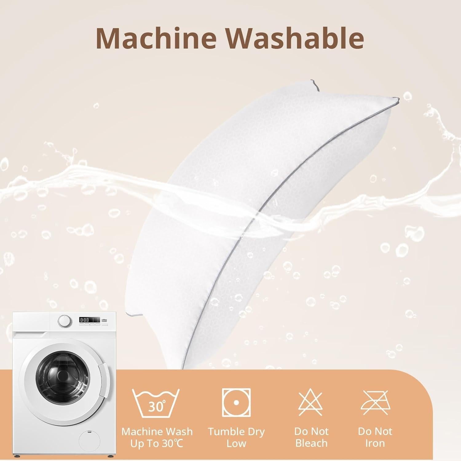 Sasttie Queen Size Pillow, Hotel Collection Single Bed Pillow for Side, Back, and Stomach Sleepers - Down Alternative Plump Filling - White, Set of 1, Queen, 20x30 Inches