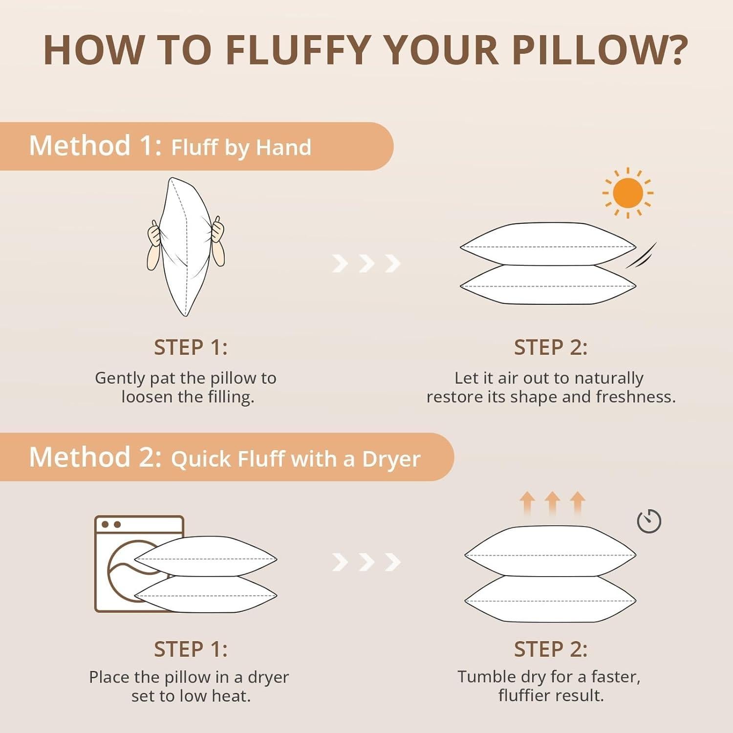 Sasttie Queen Size Pillow, Hotel Collection Single Bed Pillow for Side, Back, and Stomach Sleepers - Down Alternative Plump Filling - White, Set of 1, Queen, 20x30 Inches