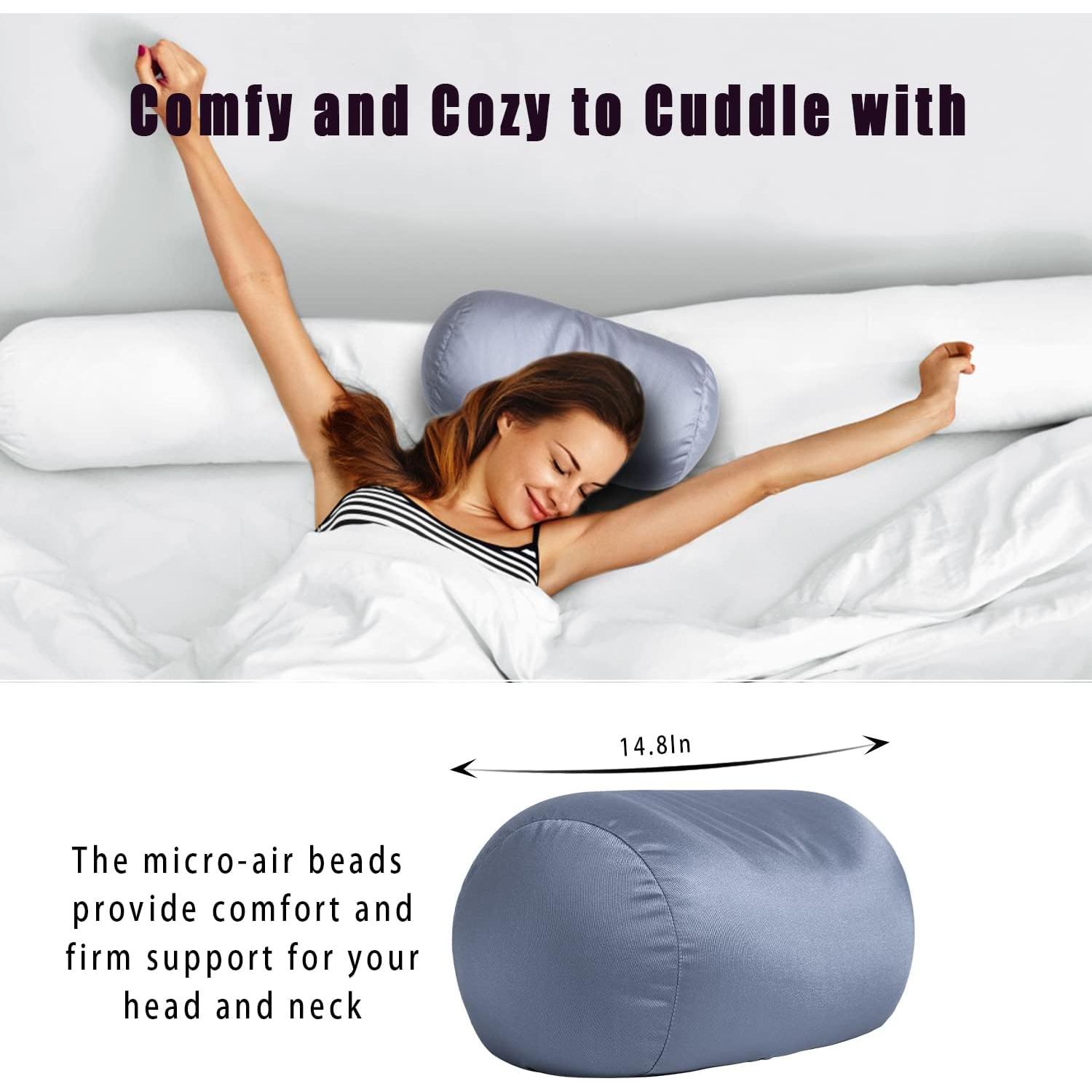 Almohada Bolster de Microperlas Focustree Gris Oscuro 30.48 cm