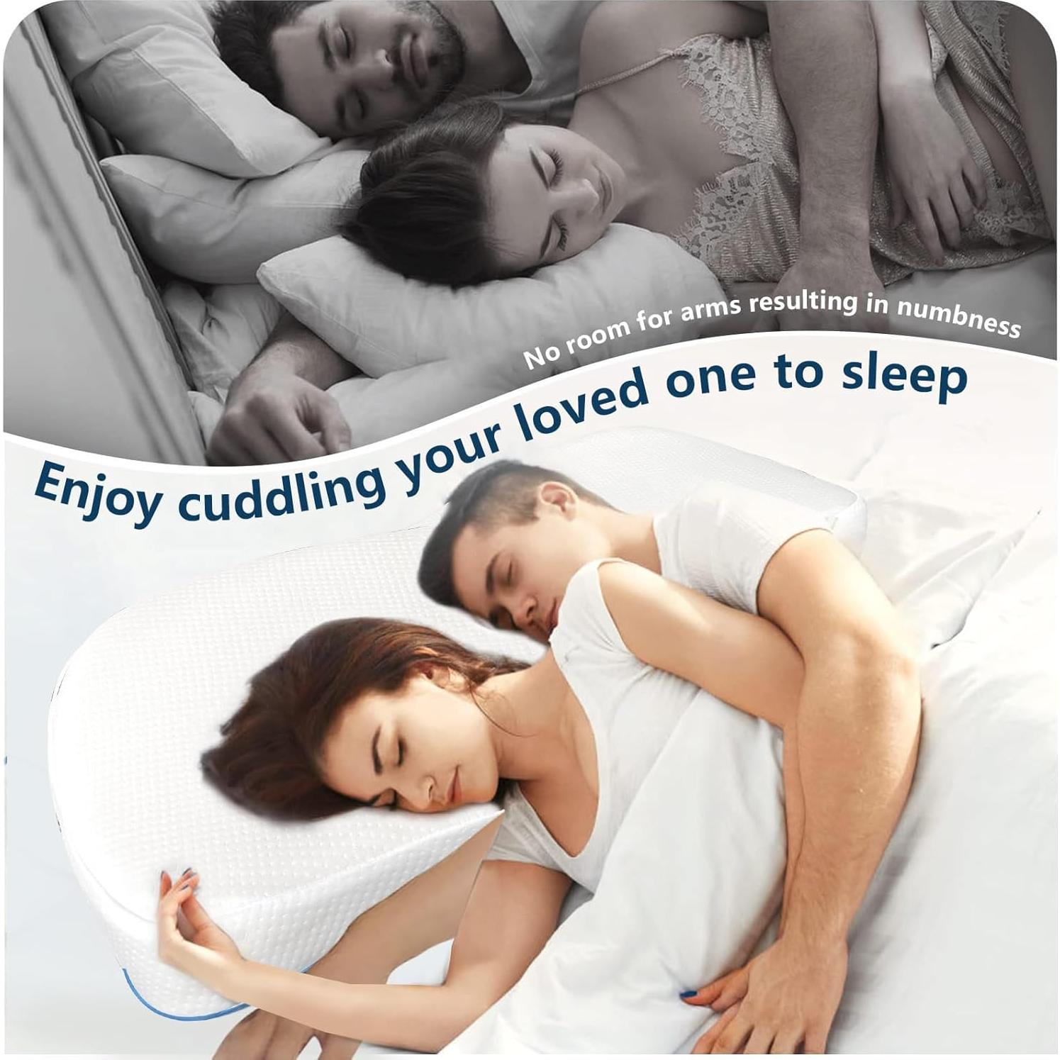 Arched Memory Cuddle Pillow for Adults, Couple Pillow with arm Space, Anti-Compression Hand Memory Foam Neck Pillow, Side Sleep Pillow for medcline Shoulder Relief System