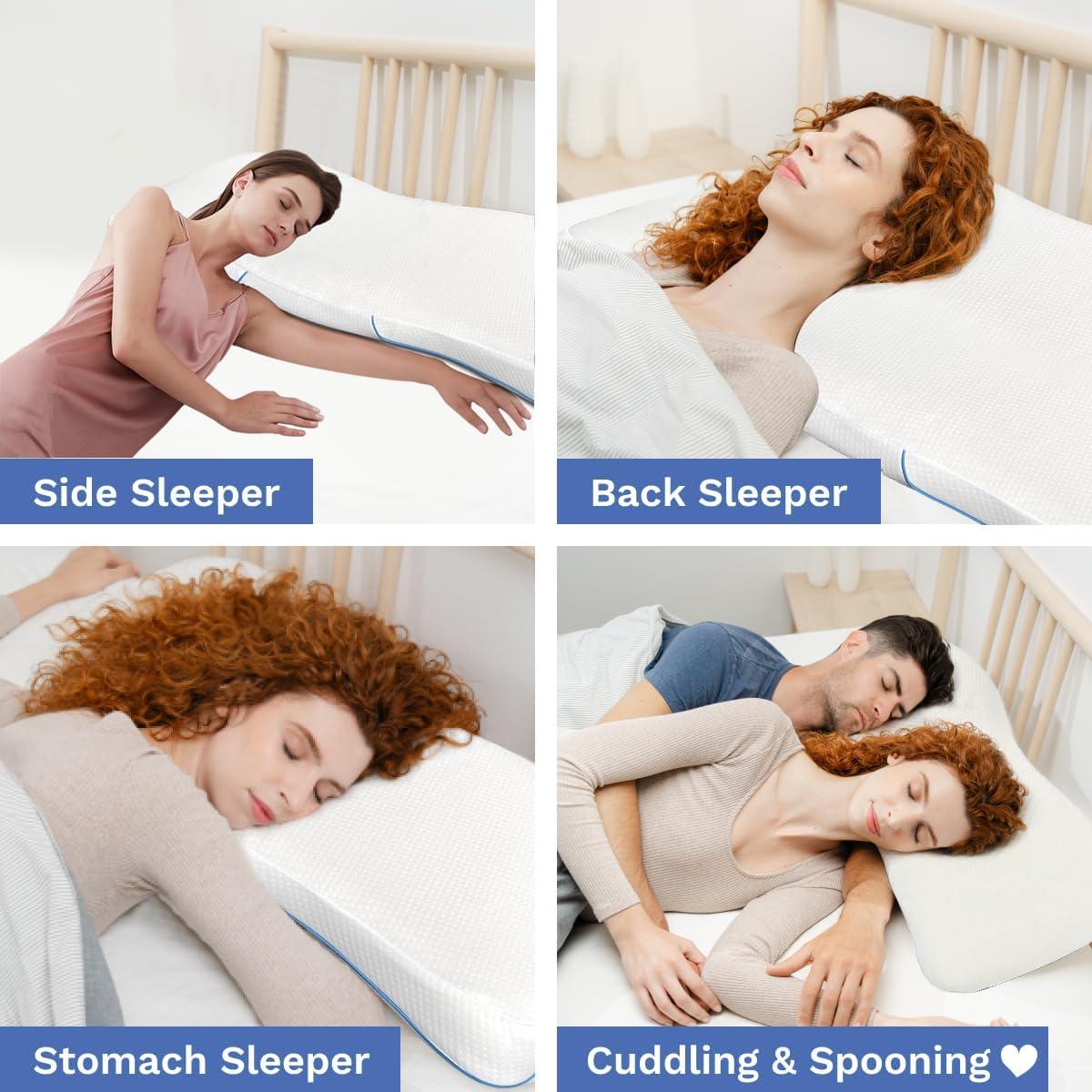 Arched Memory Cuddle Pillow for Adults, Couple Pillow with arm Space, Anti-Compression Hand Memory Foam Neck Pillow, Side Sleep Pillow for medcline Shoulder Relief System