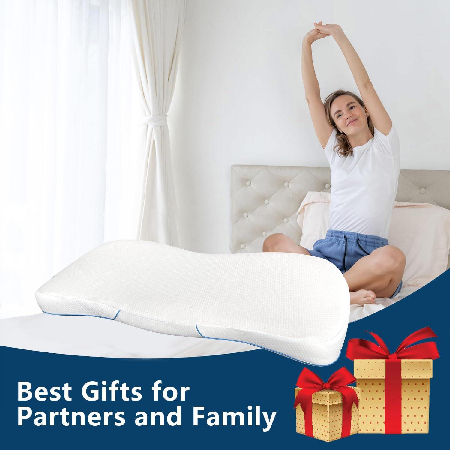 Arched Memory Cuddle Pillow for Adults, Couple Pillow with arm Space, Anti-Compression Hand Memory Foam Neck Pillow, Side Sleep Pillow for medcline Shoulder Relief System