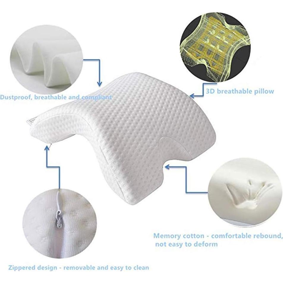 Memory Foam Pillow with Arm Hole,Anti-Hand Numb Desk Nap Sleeping Pillow Multifunction Health Neck Couple Pillow 2019 Patent,1Pack