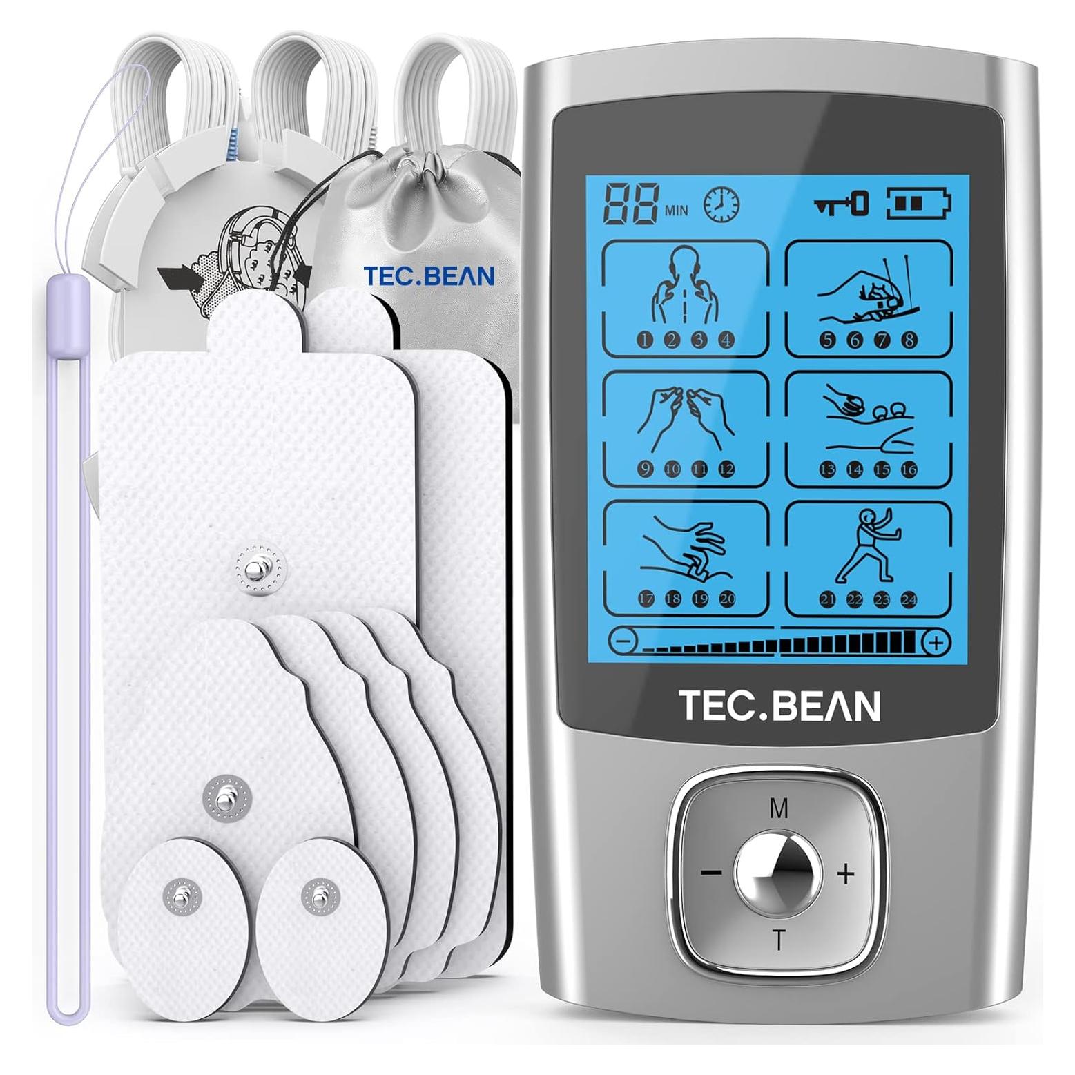 Estimulador Muscular TEC.BEAN TENS 24 Modos Recargable Plata