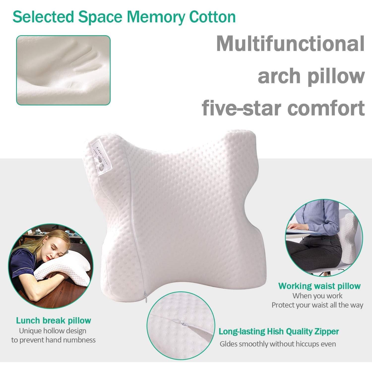 ALEVMOOM Cuddle Pillow for Couples Memory Foam Neck Cervical Pillow Cuddling Pillow Arch Tunnel Shaped Design for Arm and Neck Support When Spooning,Great for Travel,Office,Reading and Napping