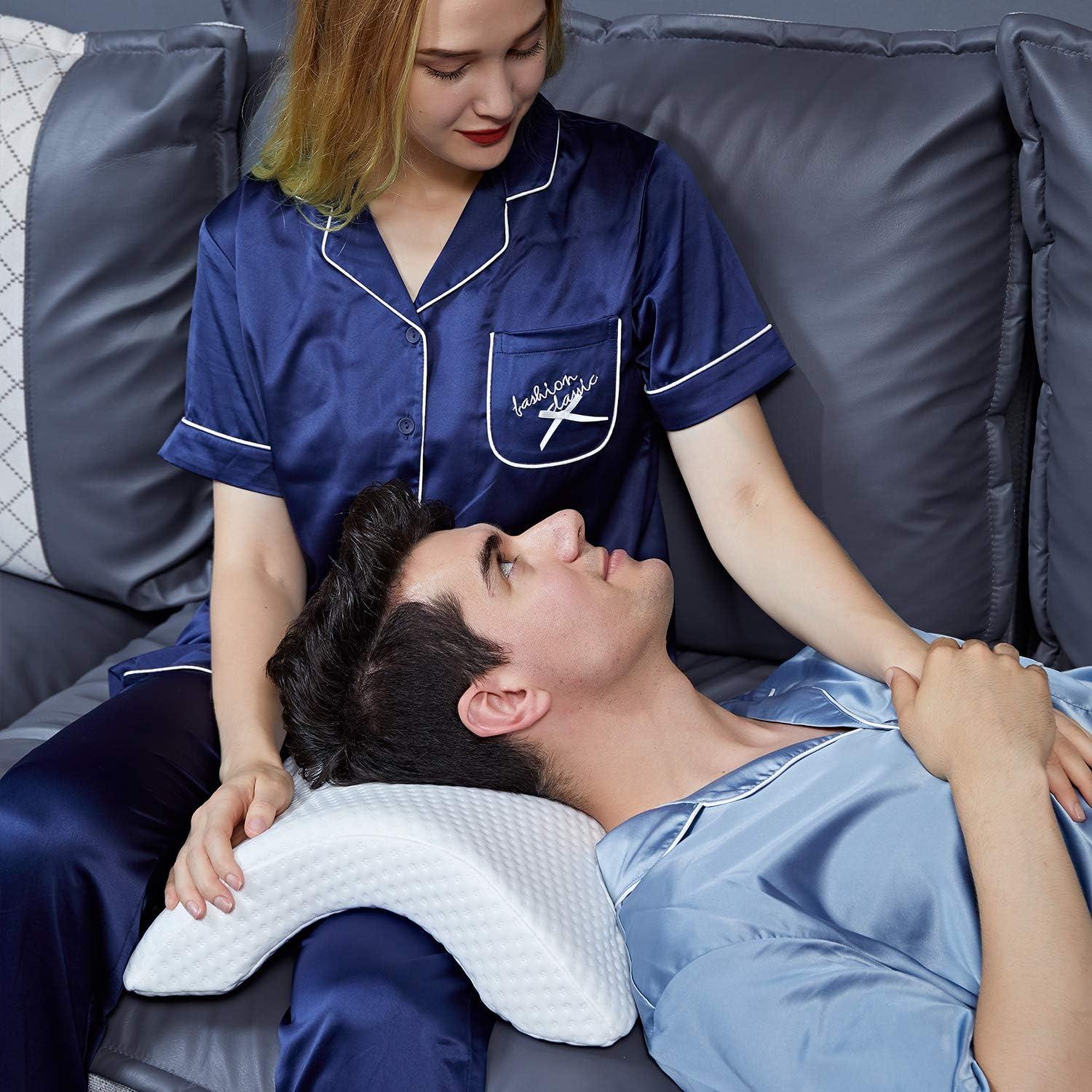 ALEVMOOM Cuddle Pillow for Couples Memory Foam Neck Cervical Pillow Cuddling Pillow Arch Tunnel Shaped Design for Arm and Neck Support When Spooning,Great for Travel,Office,Reading and Napping