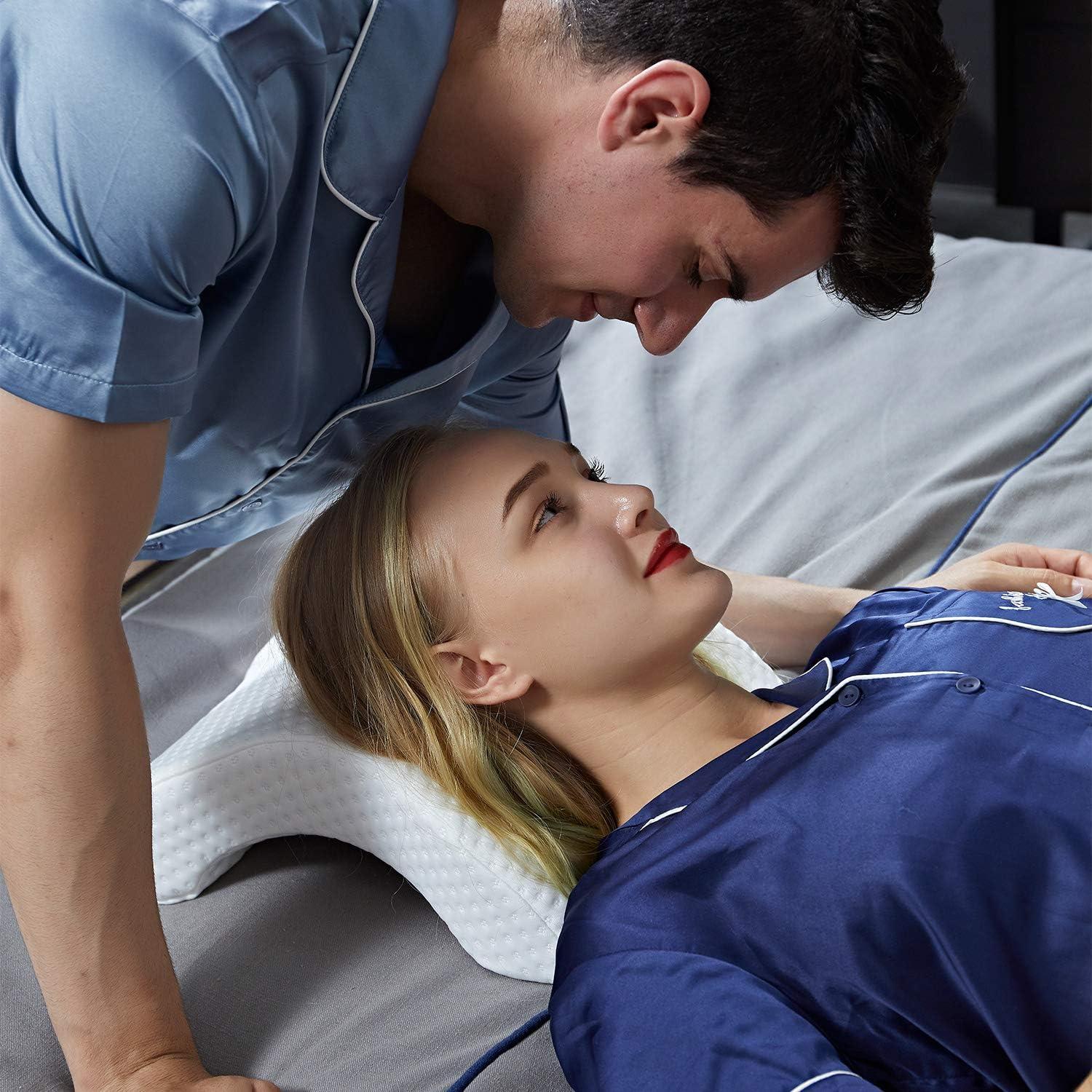 ALEVMOOM Cuddle Pillow for Couples Memory Foam Neck Cervical Pillow Cuddling Pillow Arch Tunnel Shaped Design for Arm and Neck Support When Spooning,Great for Travel,Office,Reading and Napping