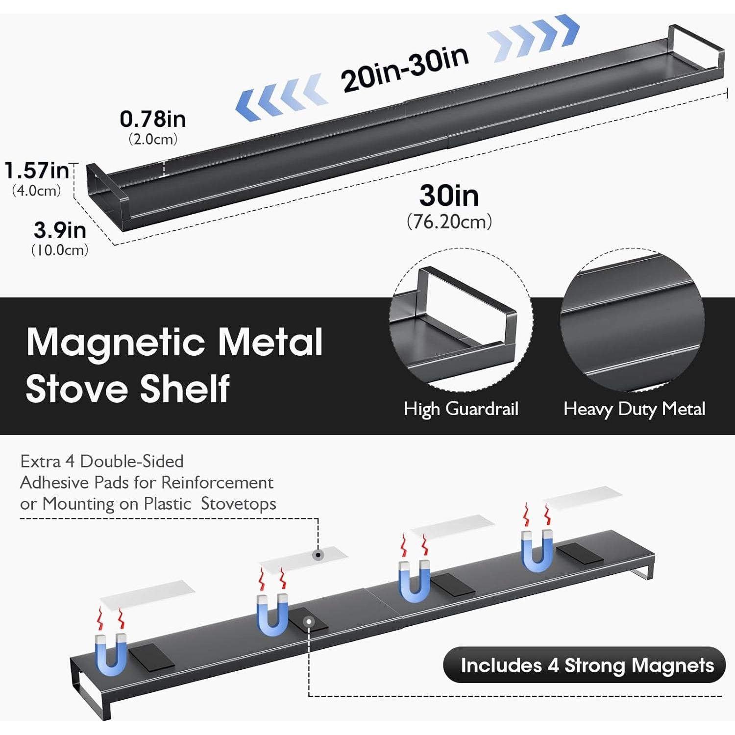 Estante Magnético Ajustable Bumusty 76.2 cm para Cocina