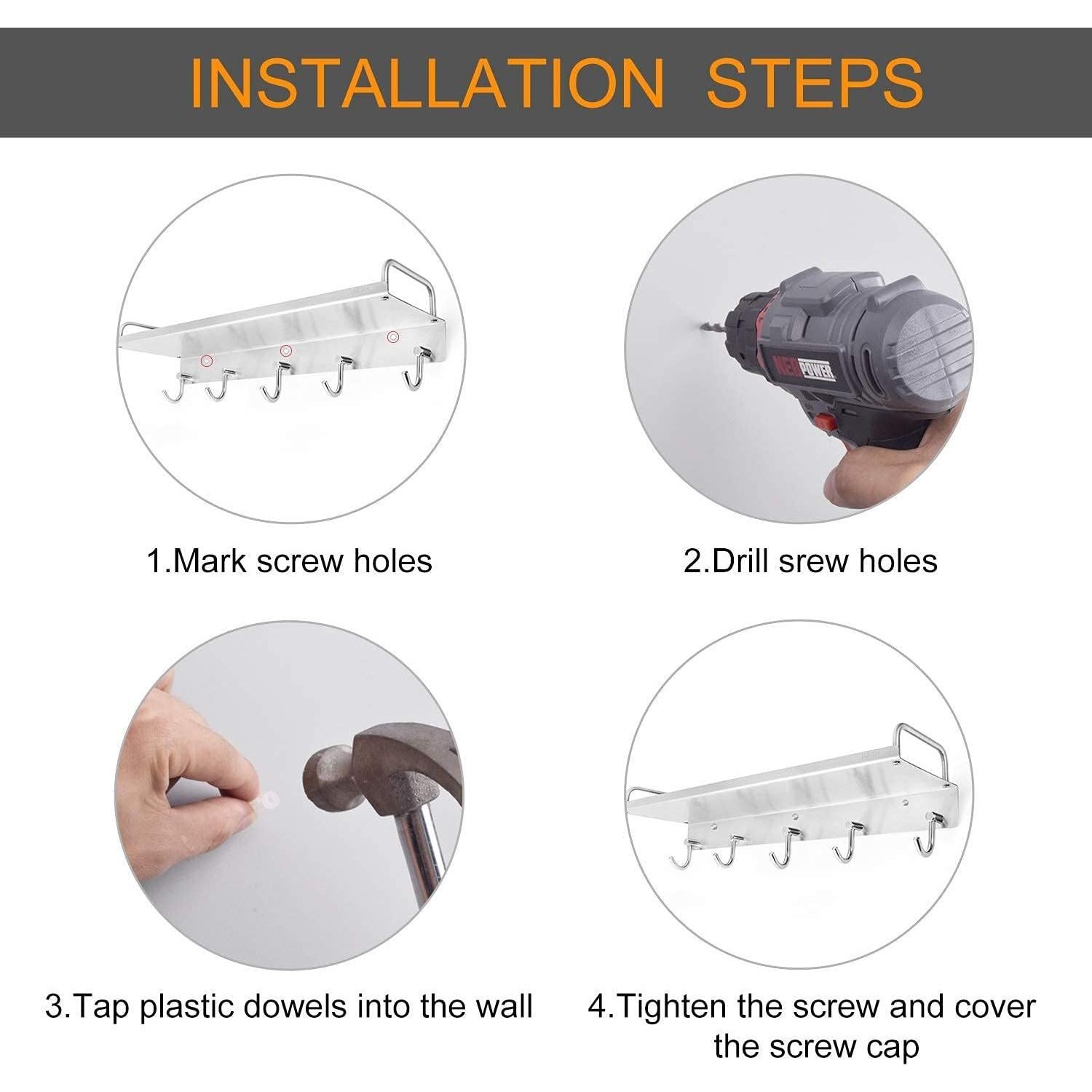 Estante de Utensilios de Cocina Audmore Acero Inoxidable 40x11.5 cm